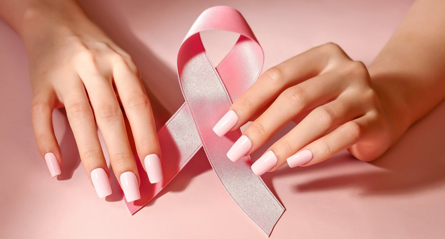 Pink Nail Art Design With Pink Ribbon
