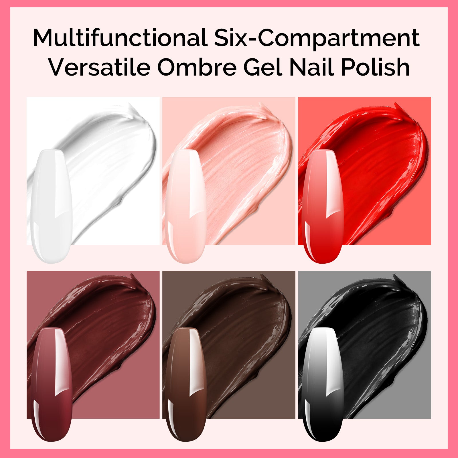 6 Colors Ombre Gel Polish with 100 Sponges & Metal Grabber Set