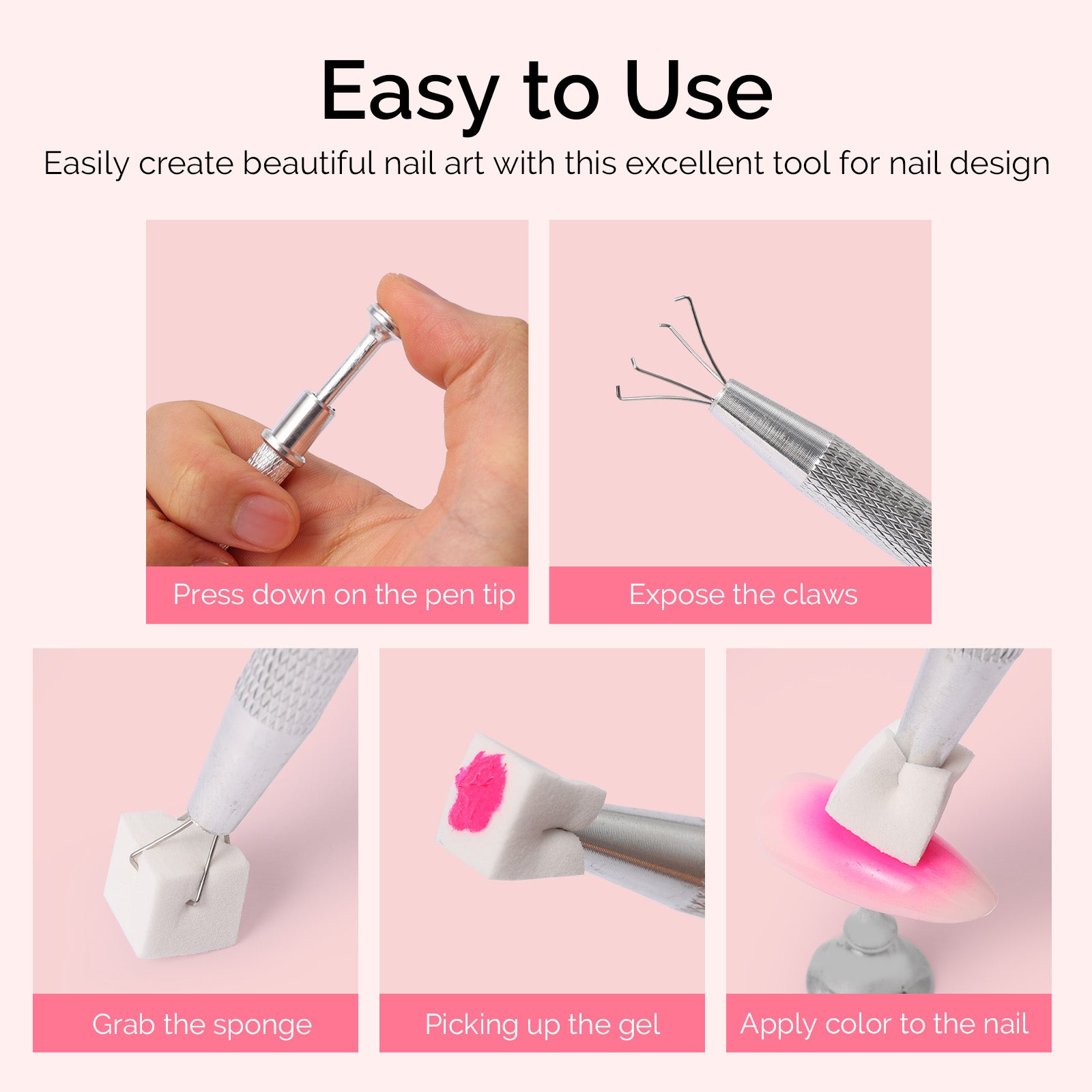 6 Colors Ombre Gel Polish with 100 Sponges & Metal Grabber Set