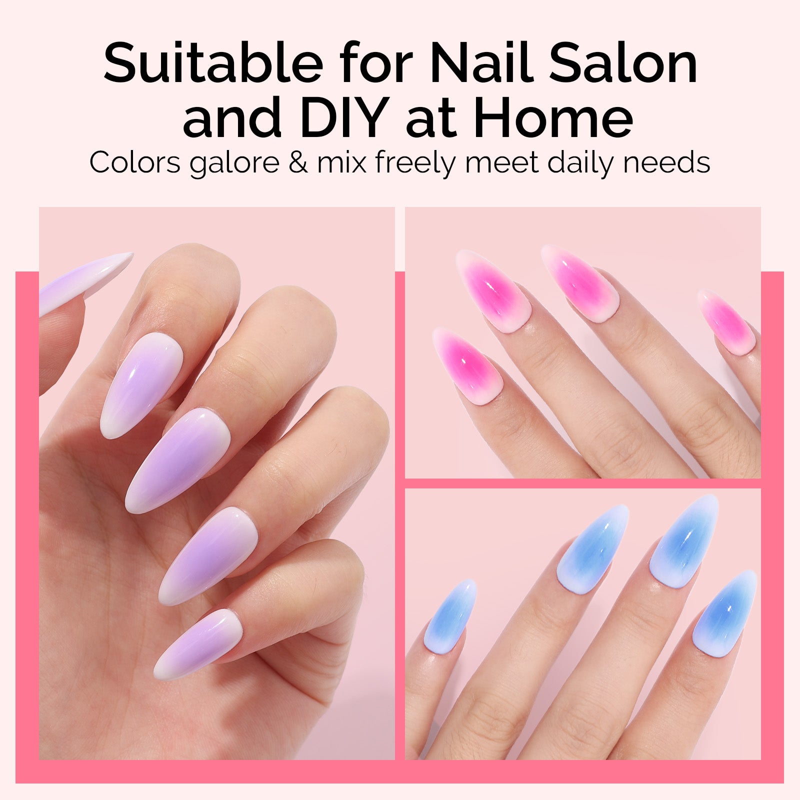 6 Colors Ombre Gel Polish with 100 Sponges & Metal Grabber Set
