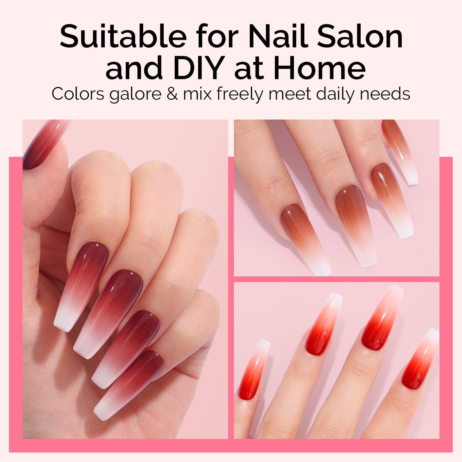 6 Colors Ombre Gel Polish with 100 Sponges & Metal Grabber Set