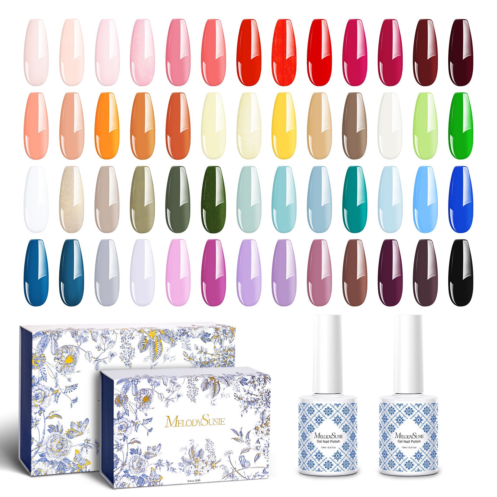 Fleurwee HEMA-Free & HPMA-Free & TPO-Free Plant-Based Gel Nail Polish Set - 52 Colors