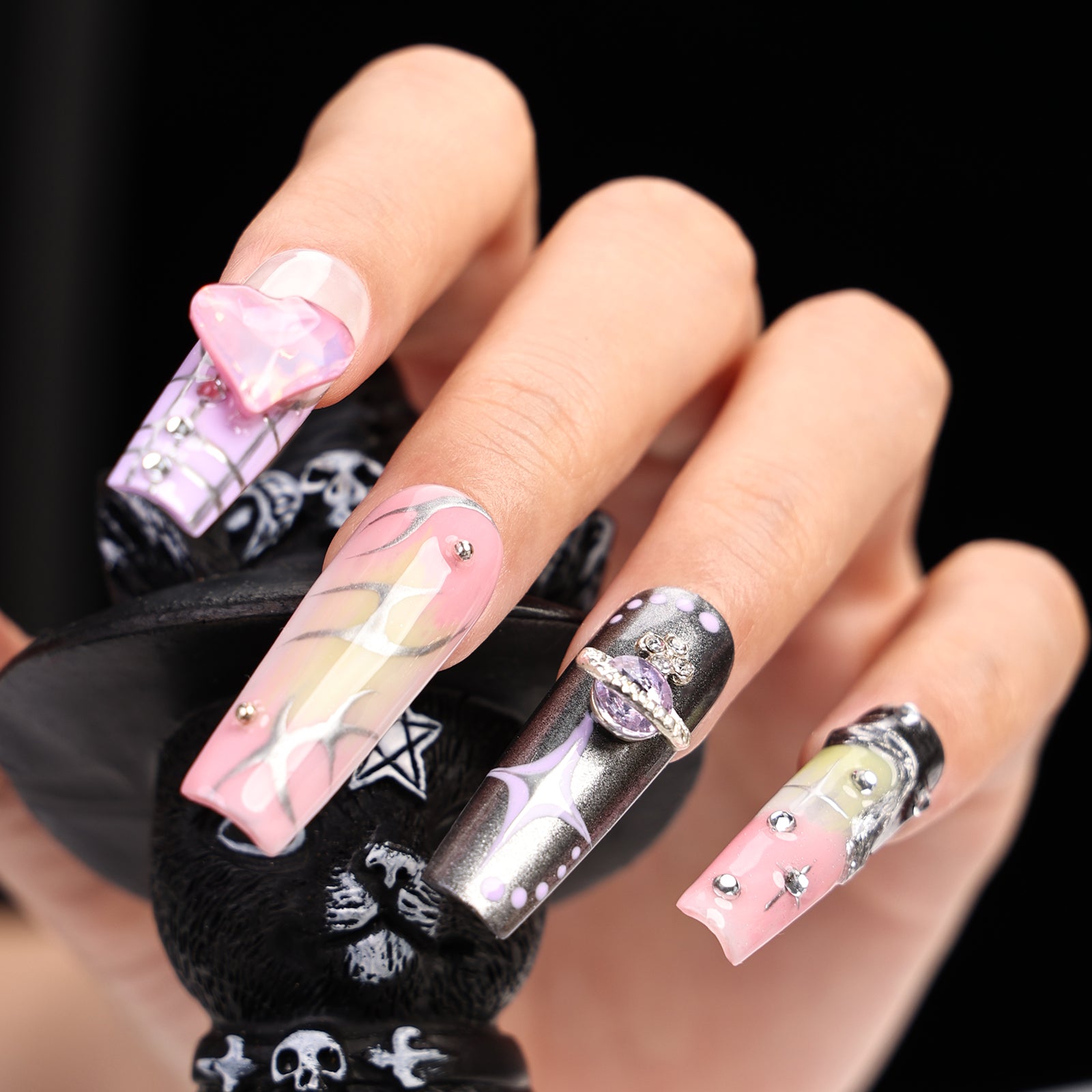 Punk Pastel Square Long Press On Nails | MelodySusie