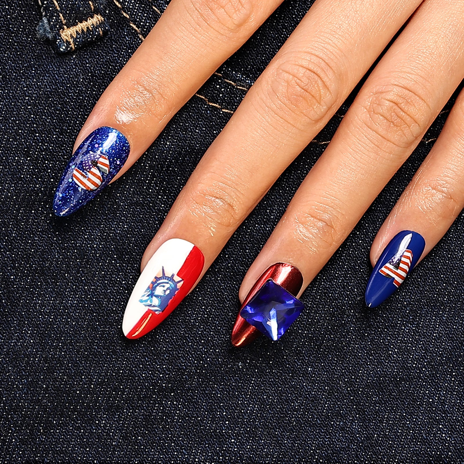 Freedom Flourish Stiletto Regular Press On Nails