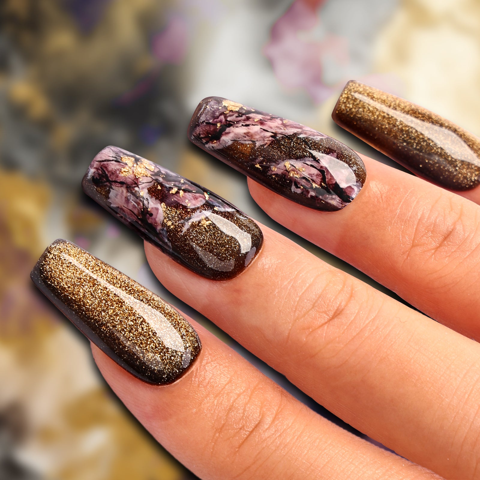 Sparkling Rosé Coffin Short Press On Nails | MelodySusie