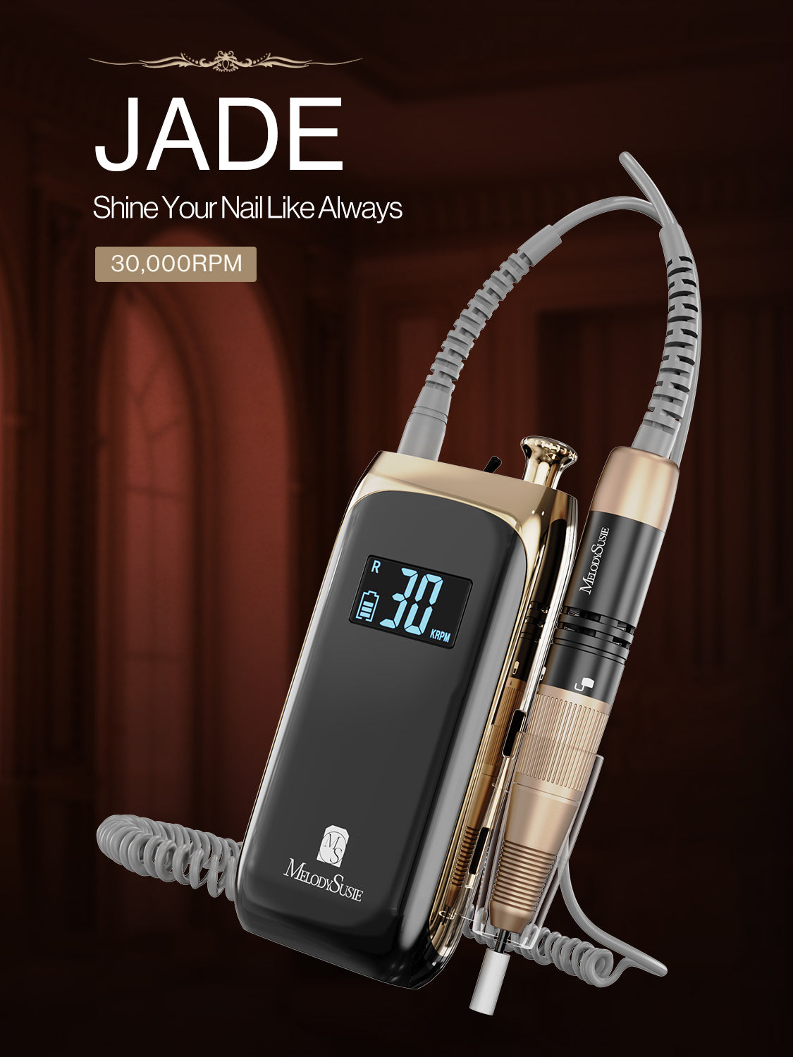 Jade(SC320C) Rechargeable Nail Drill 30,000RPM (Black)