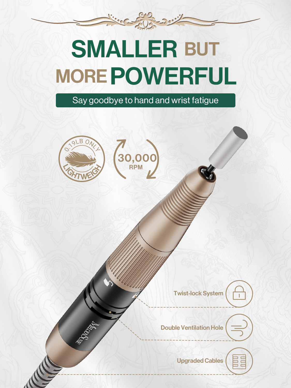 SR3-Jade Rechargeable Nail Drill 30,000RPM (Black)