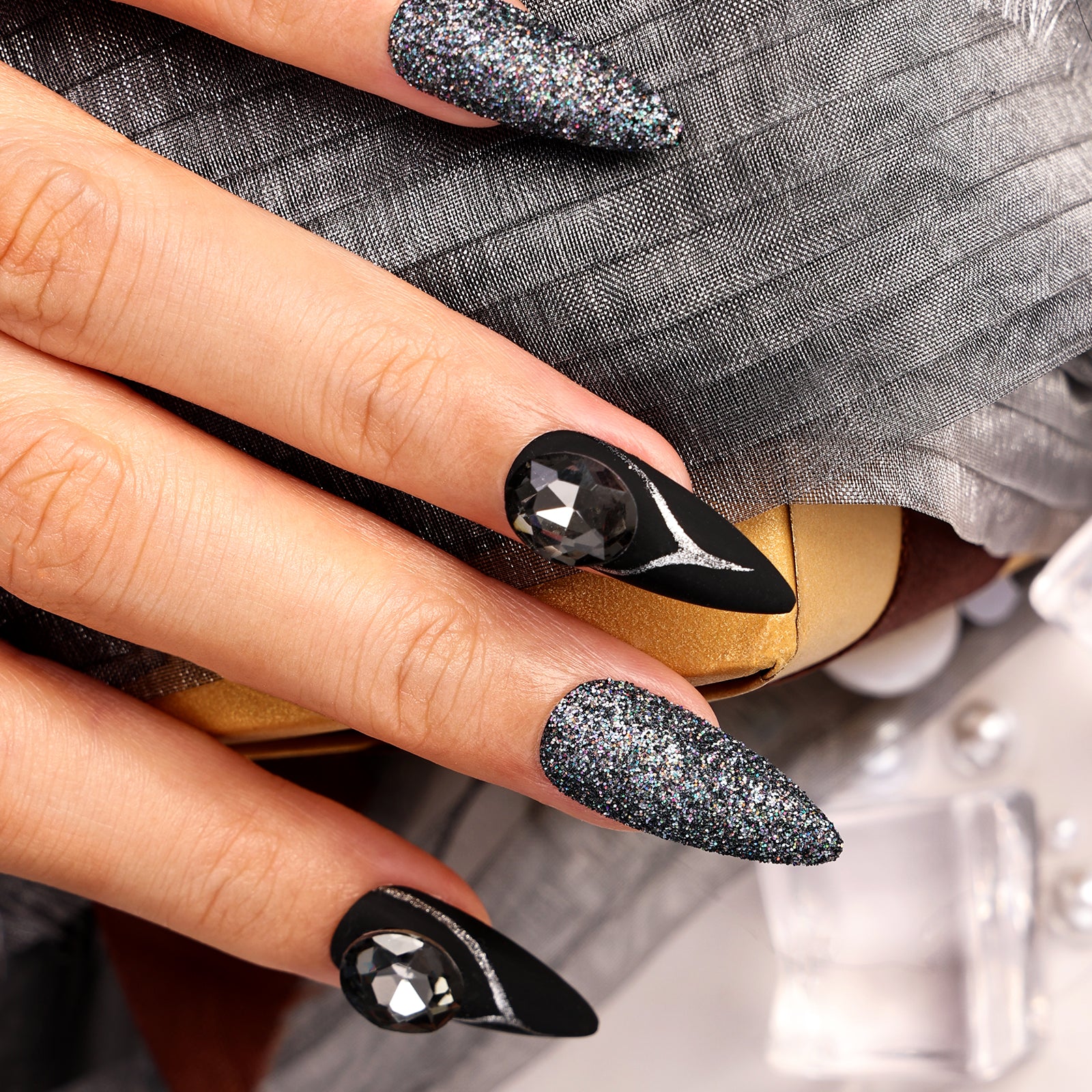 Midnight Magic Stiletto Medium Press On Nails | MelodySusie