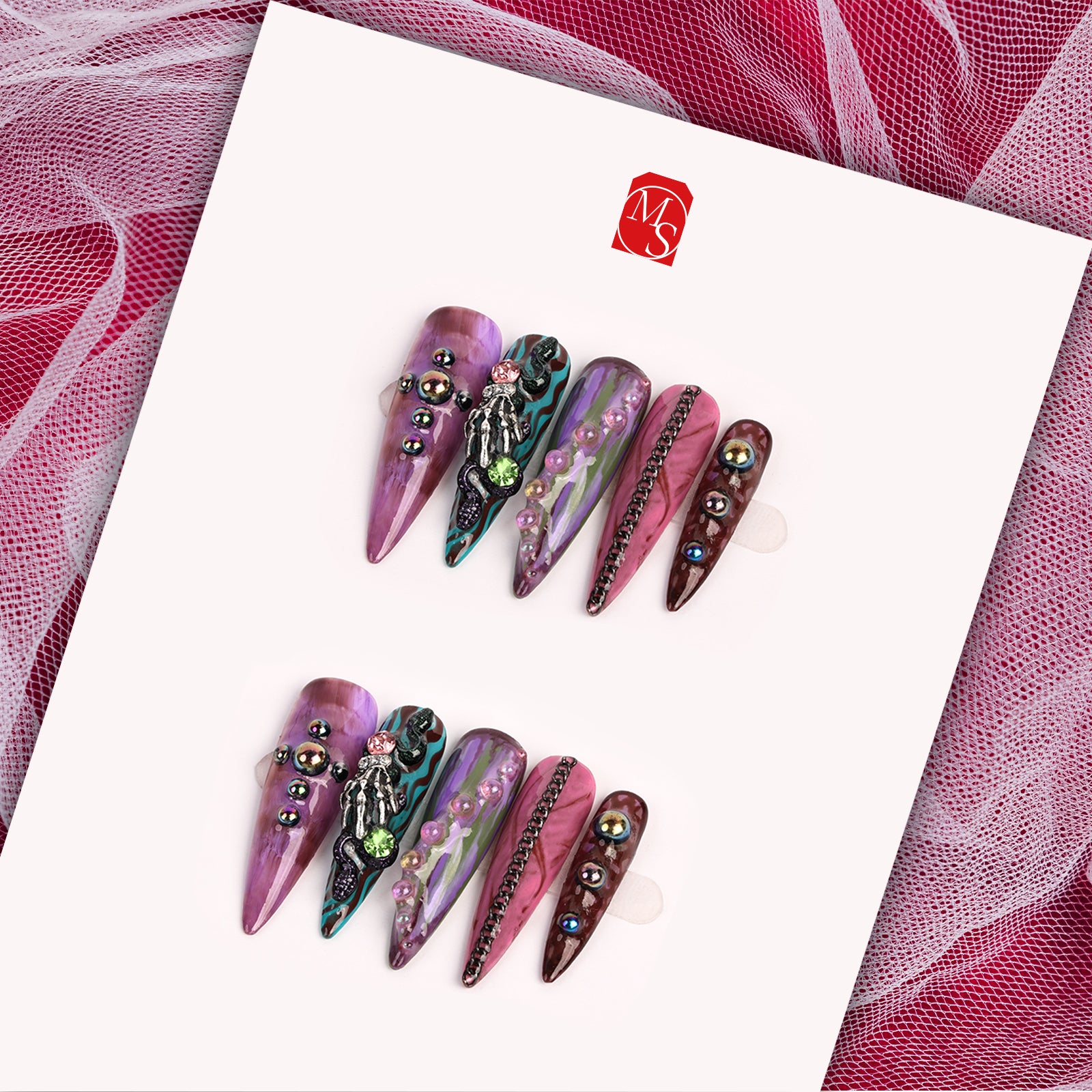 Fallen Lucifer Stiletto Long Press On Nails | MelodySusie