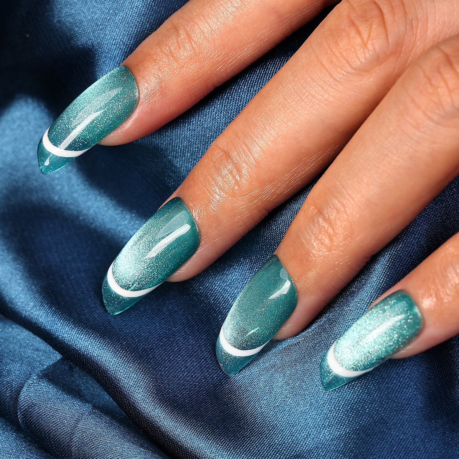 Aquamarine Amour Special Short Lipstick Press On Nails | MelodySusie