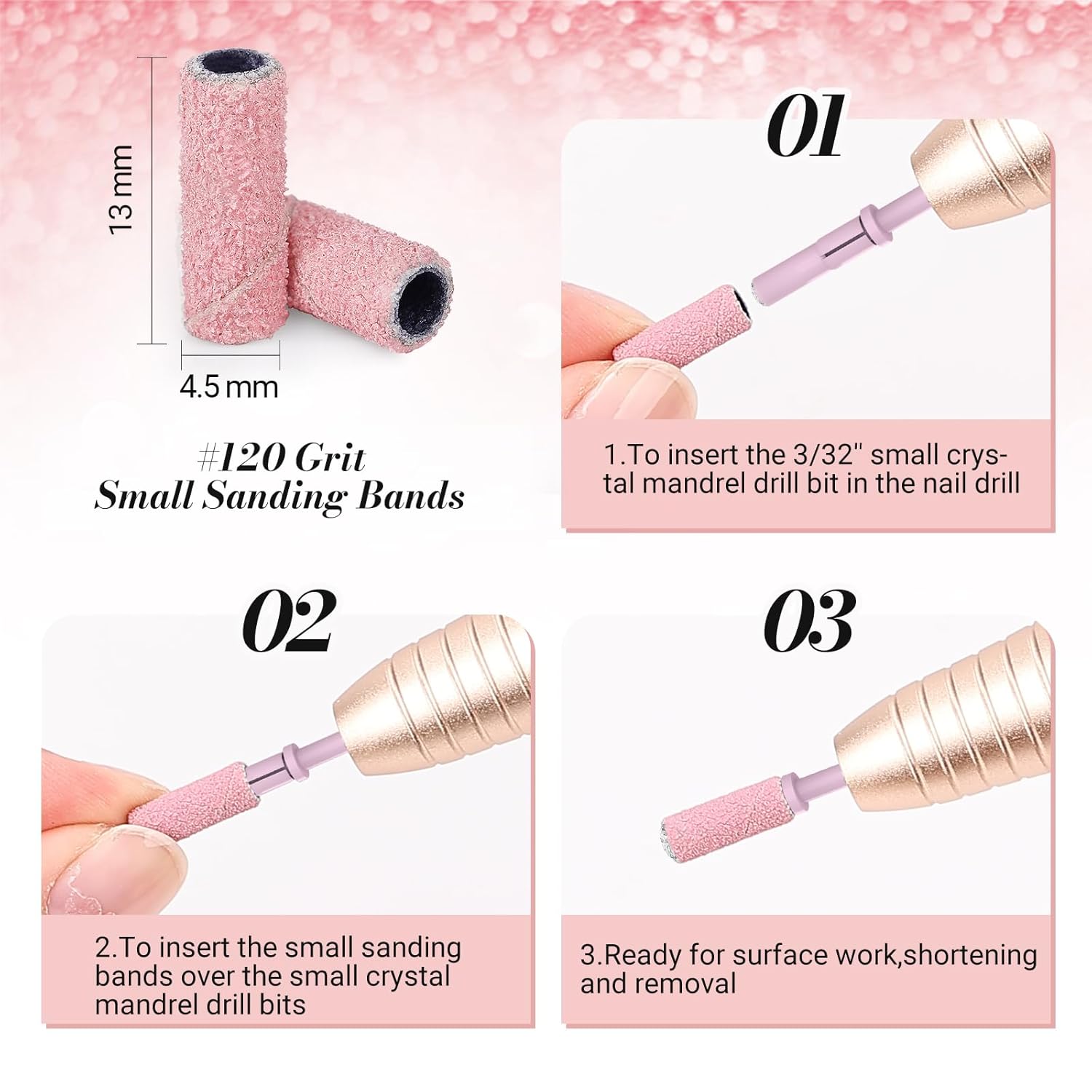 120Pcs Small Sanding Bands for 3.1mm Mandrel Bit (Only Sanding Bands)