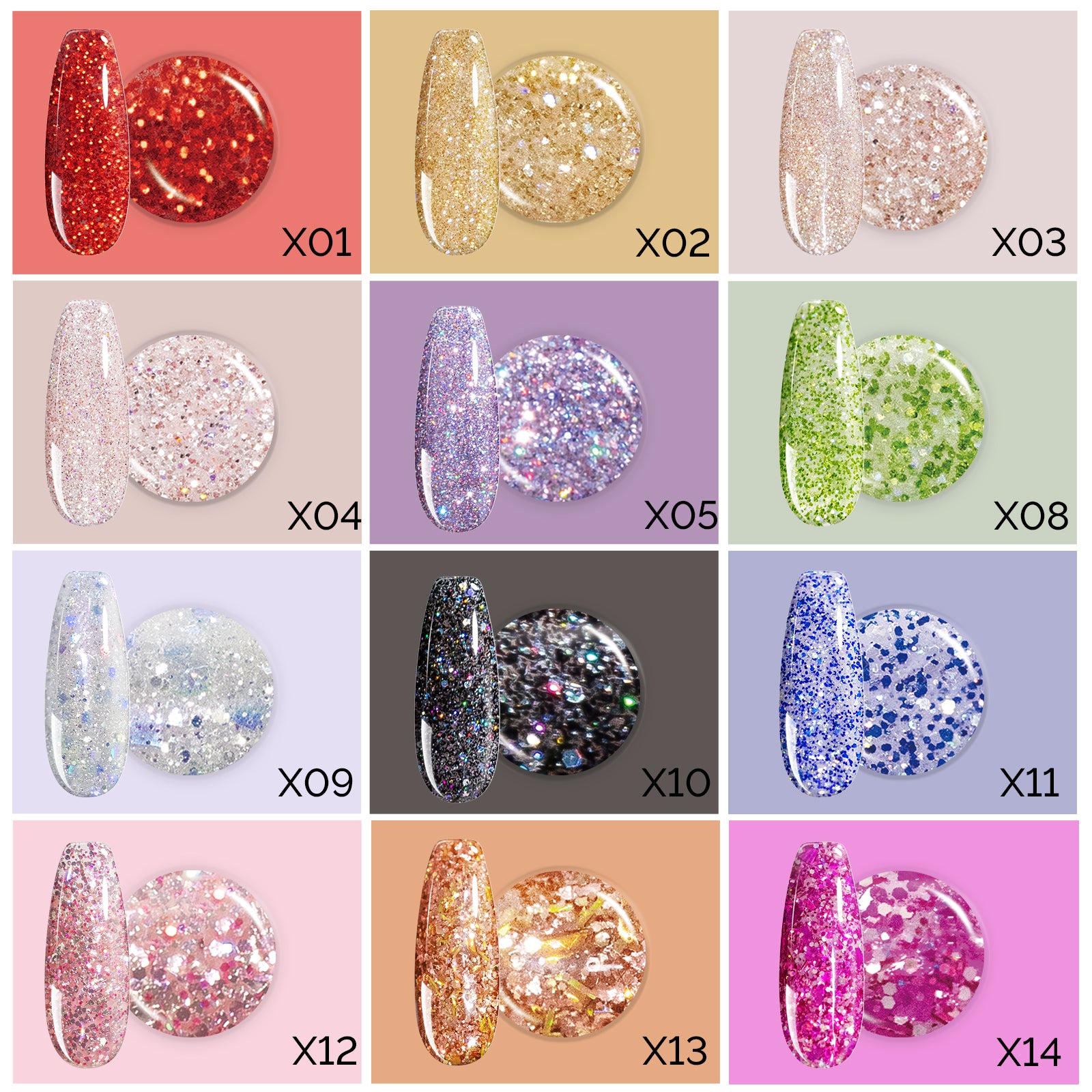 Galaliver Glitter Gel Nail Polish Set - 12 Colors
