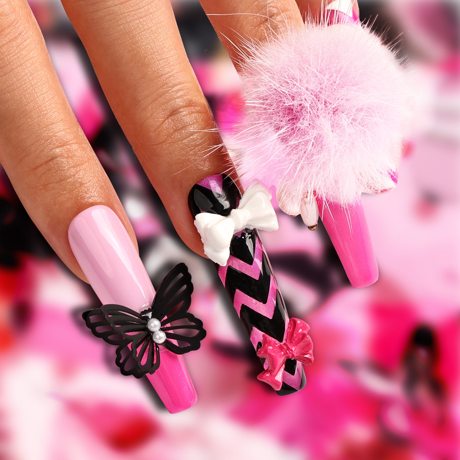 Heart Swirls Coffin Xtreme Press On Nails| MelodySusie