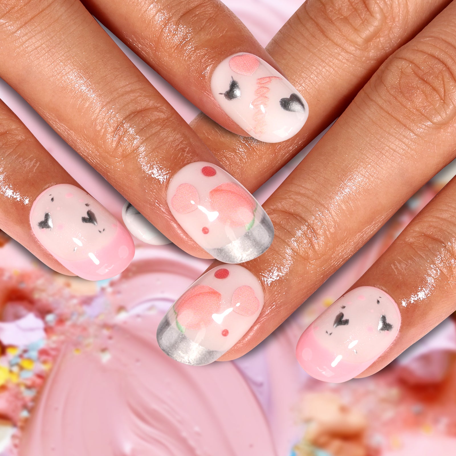 Ice Peace Special Short Squoval Press On Nails