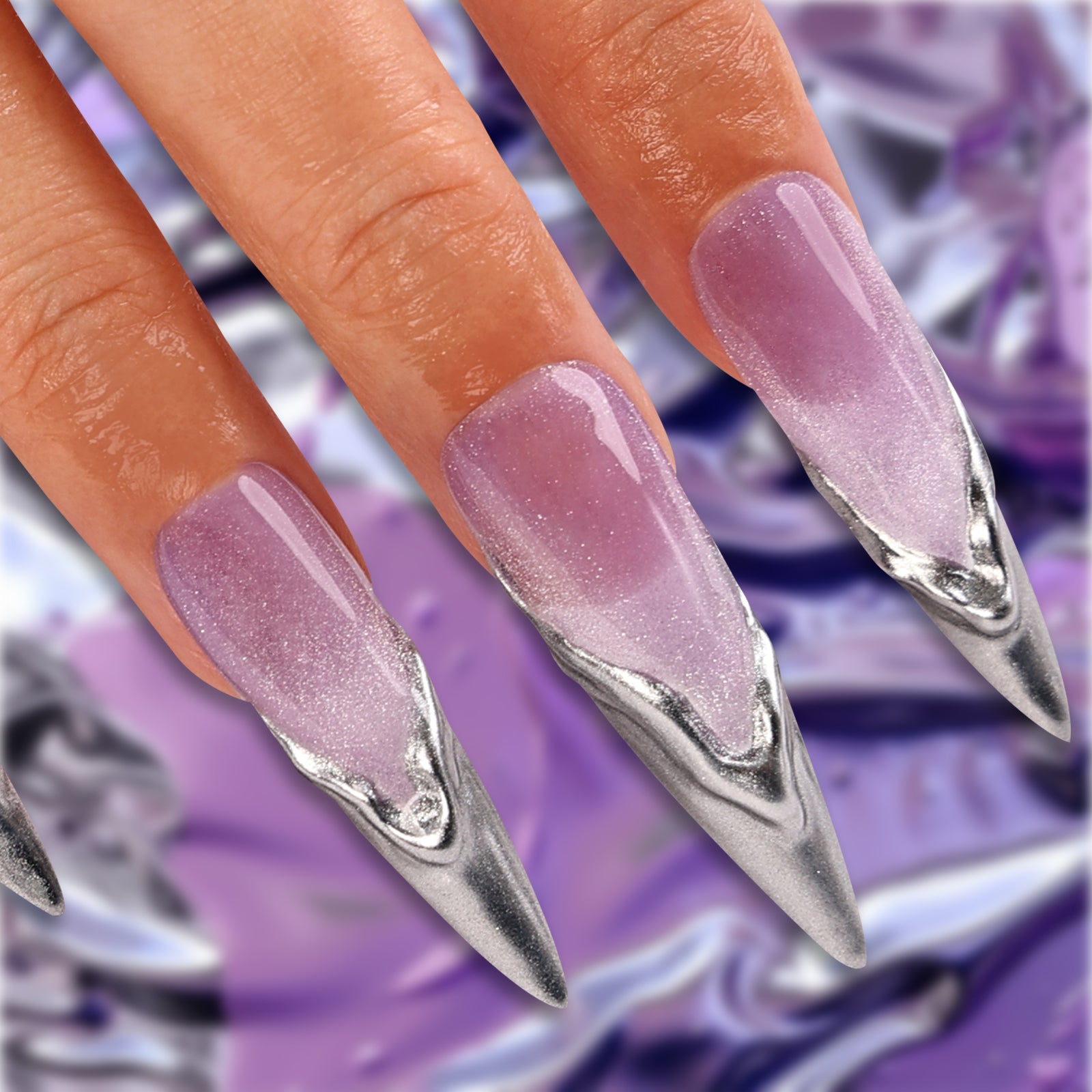 Magic Mirror Stiletto Long Press On Nails