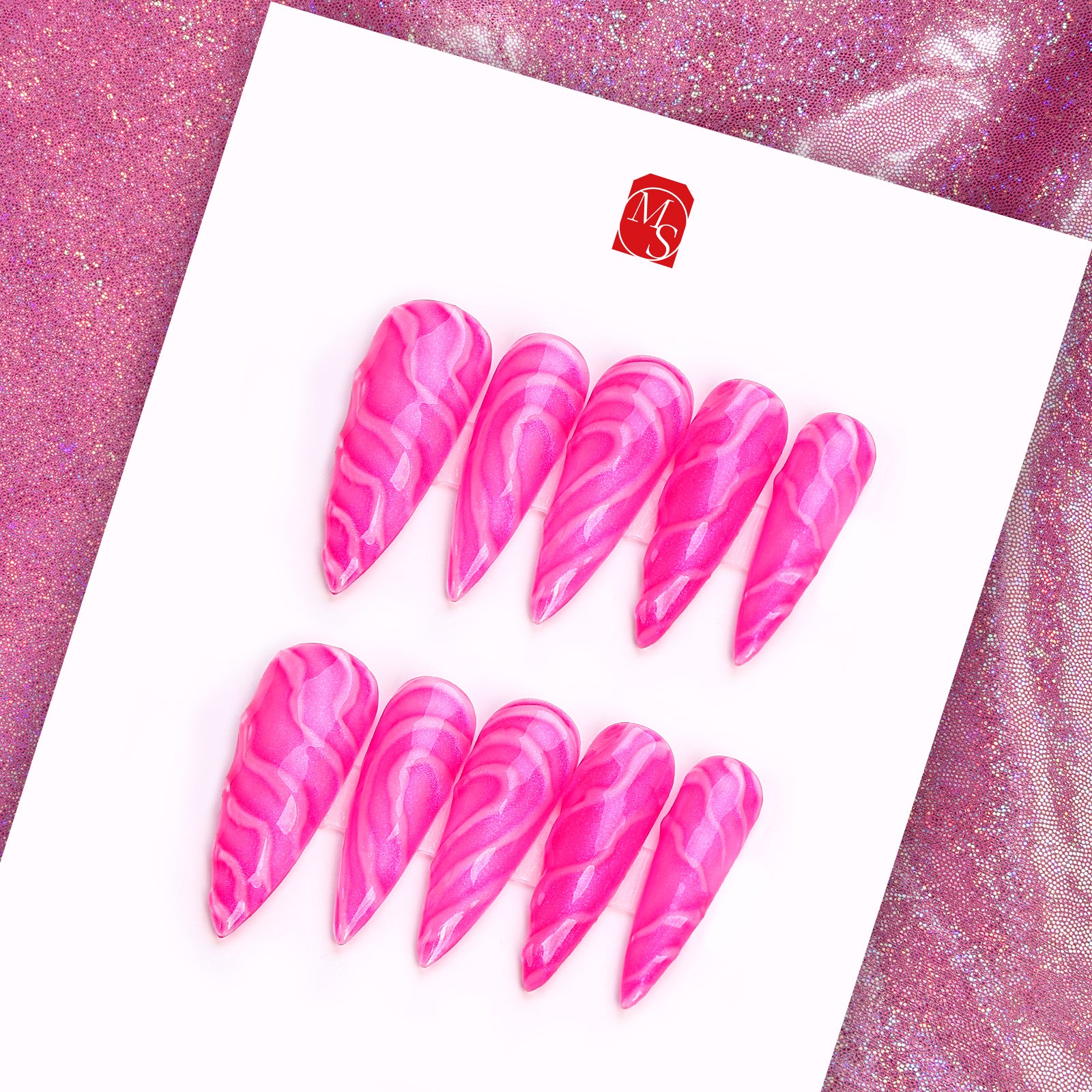 bikini-party-stiletto-mid-length-press-on-nails | MelodySusie