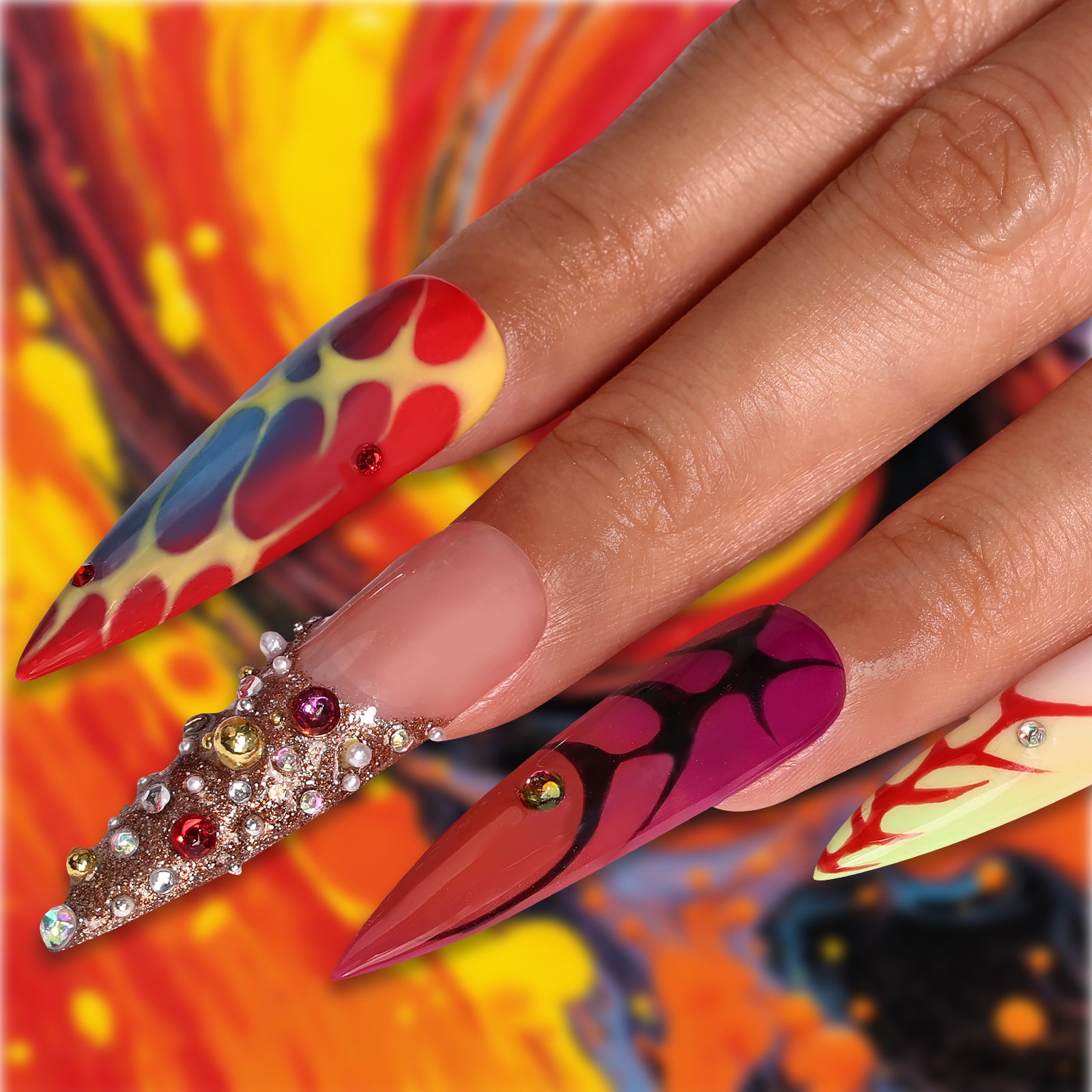 Bloody Night Stiletto Mid Length Press On Nails