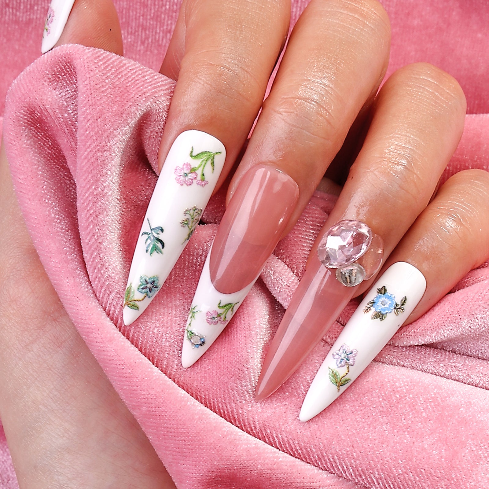 Secret Garden Stiletto Long Press On Nails