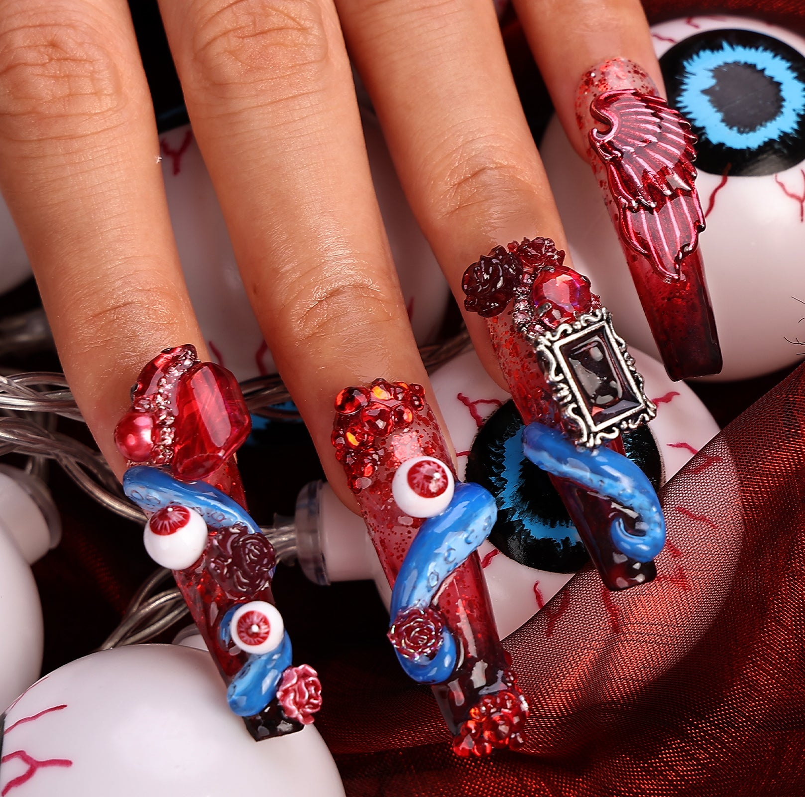 Bloodstone Coffin Long Press On Nails | MelodySusie