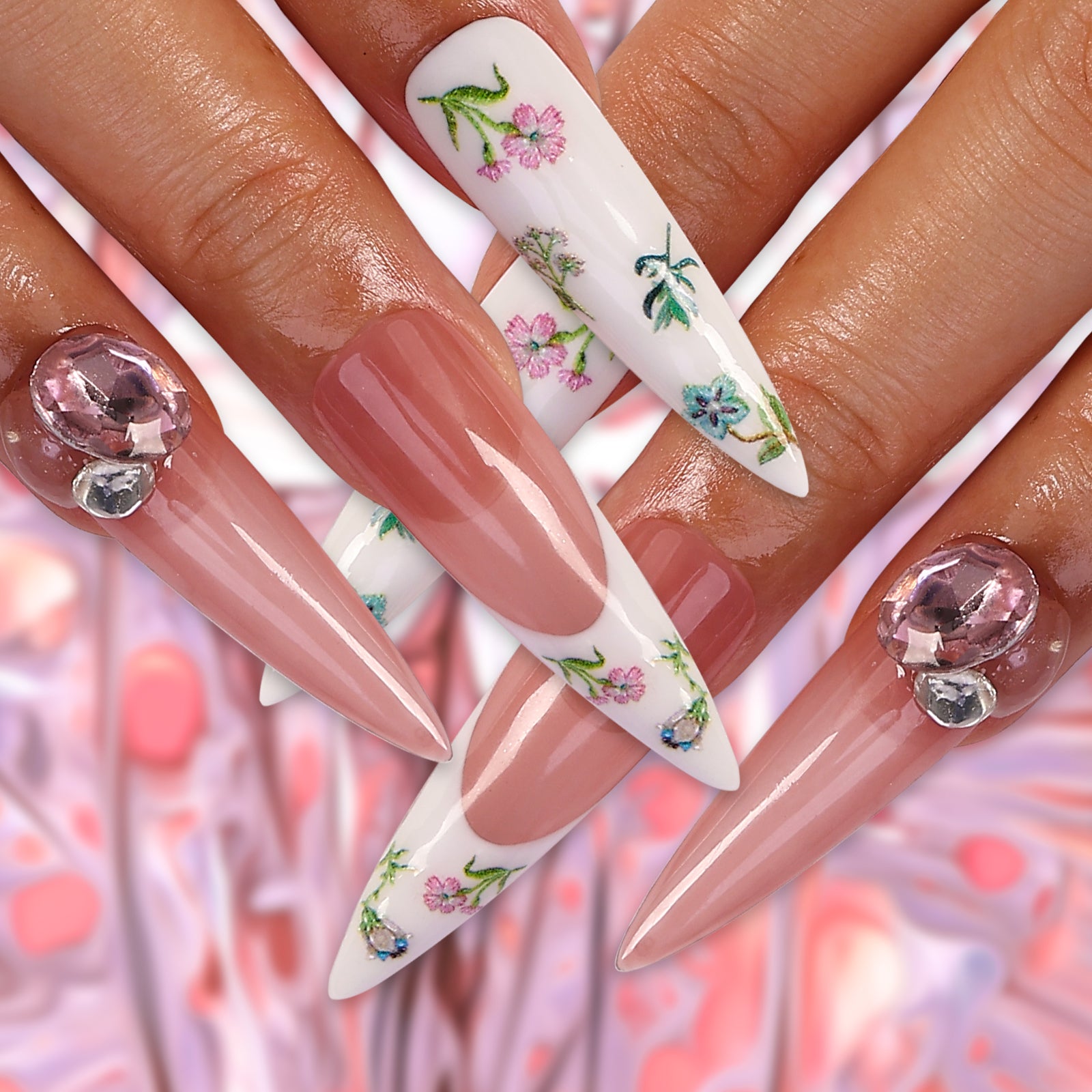 Secret Garden Stiletto Long Press On Nails