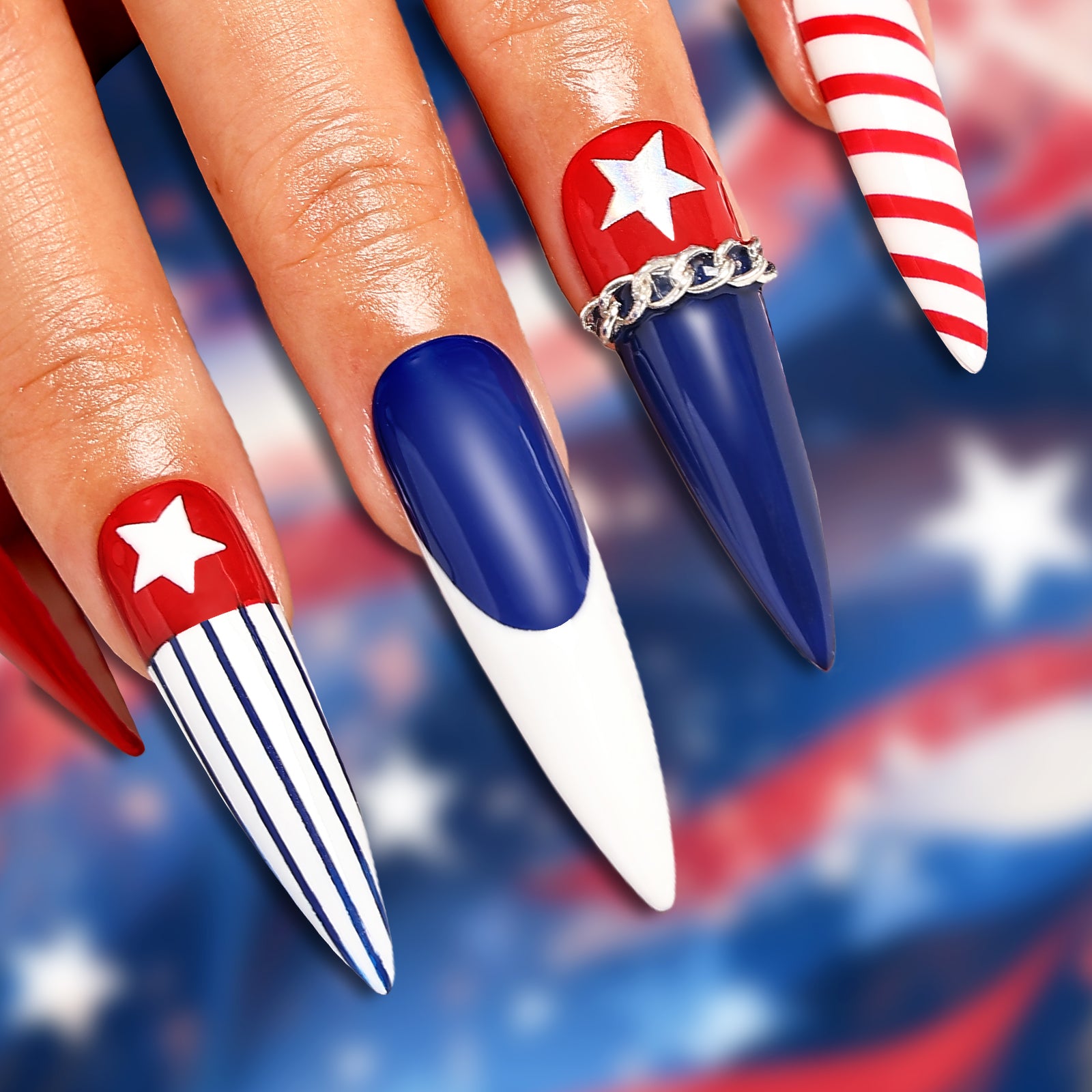 Braveheart Stiletto Long Press On Nails