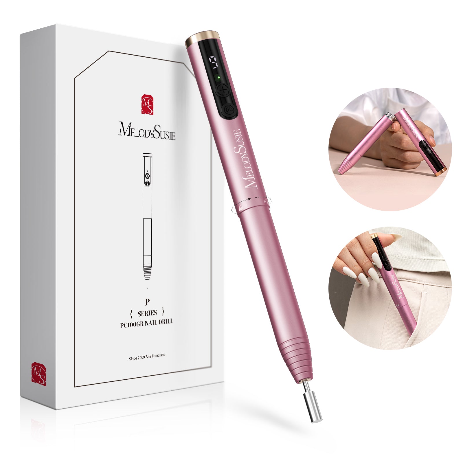 PocketNail PC100GR/PC100G Pen-Shaped Innovative Portable Rechargeable Nail Drill 20,000RPM