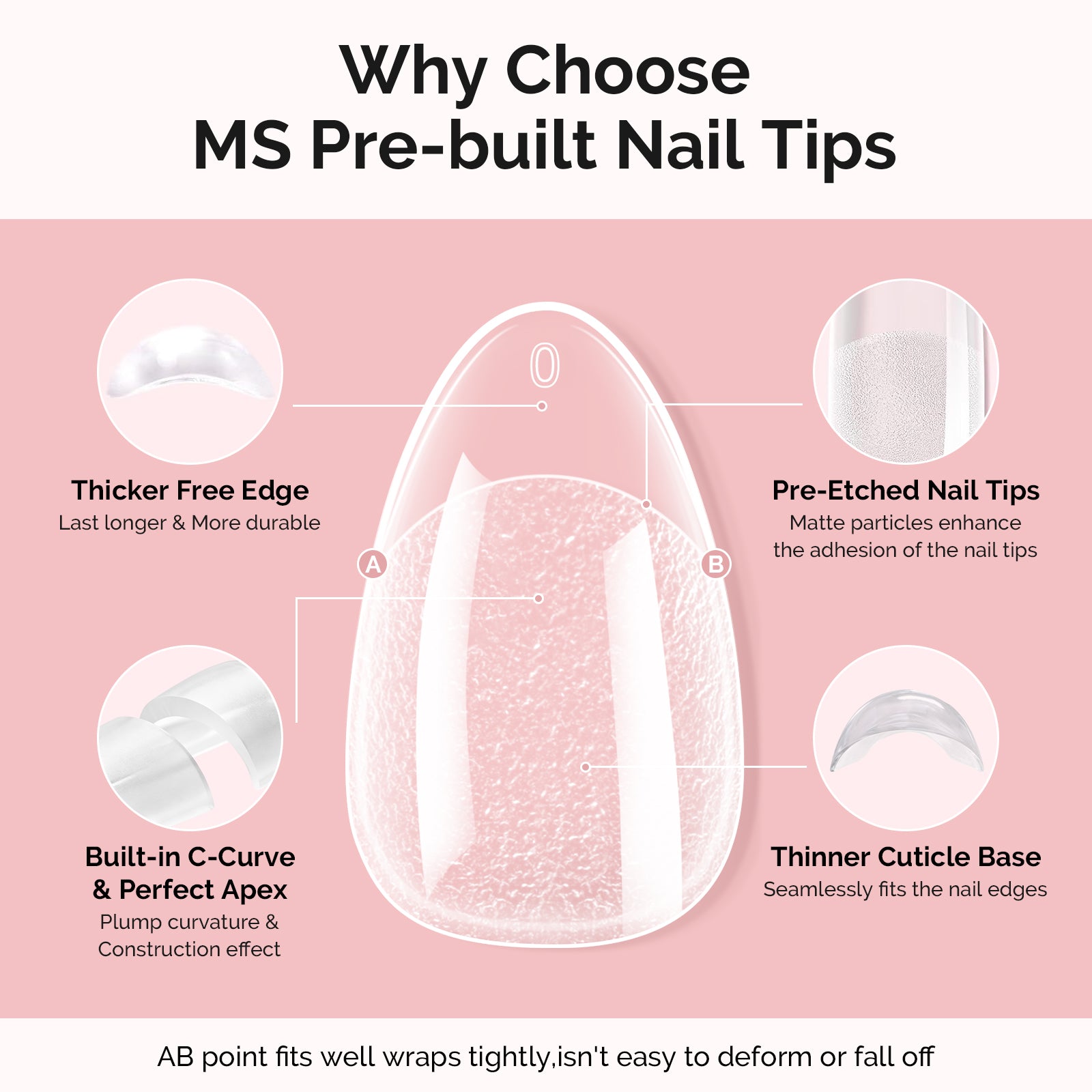 300Pcs Half Matte Clear Acrylic Full Cover Pre-Built Nail Tips & 20g Solid Nail Glue Gel