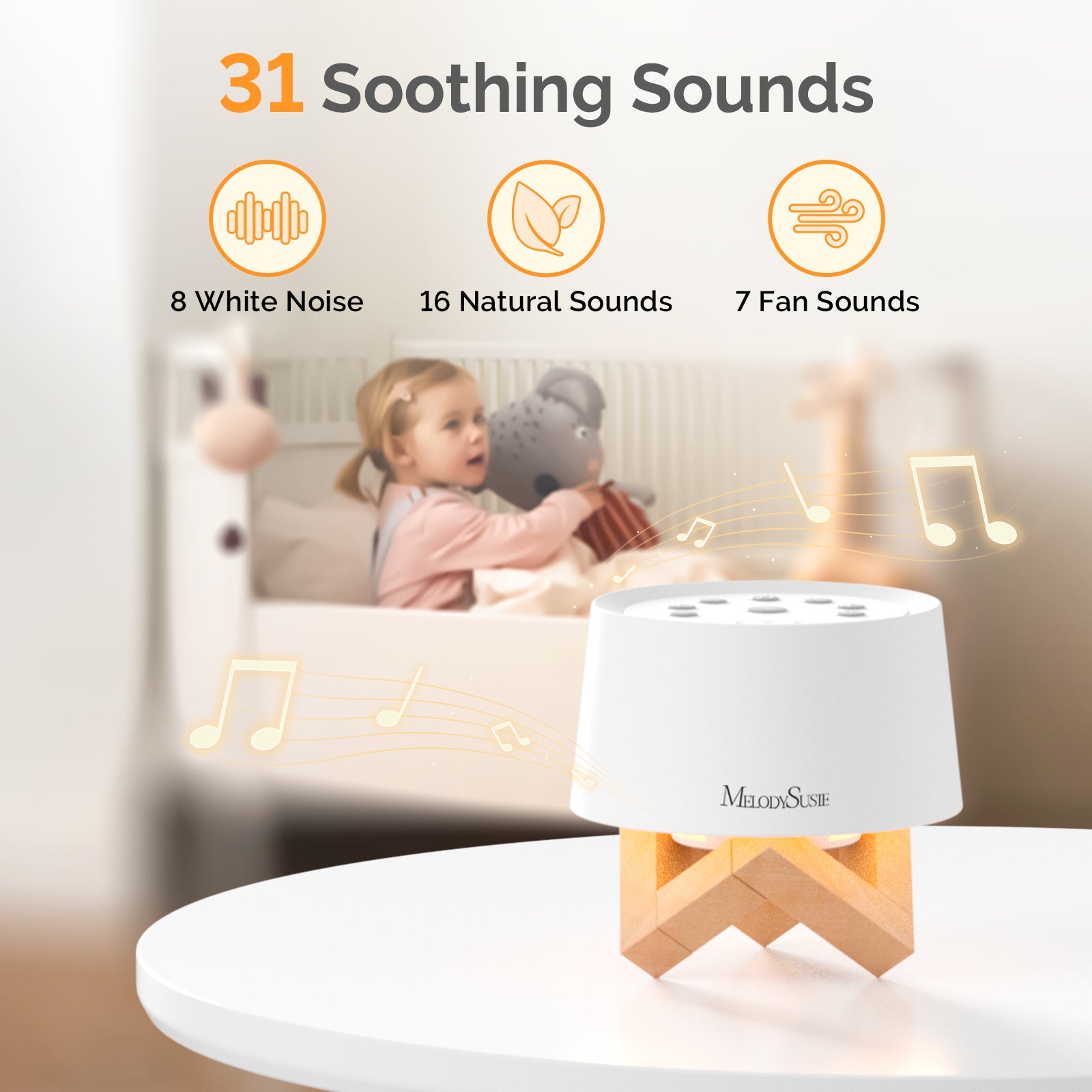 MelodySusie 31 Soothing White Noise Sounds & Night Light