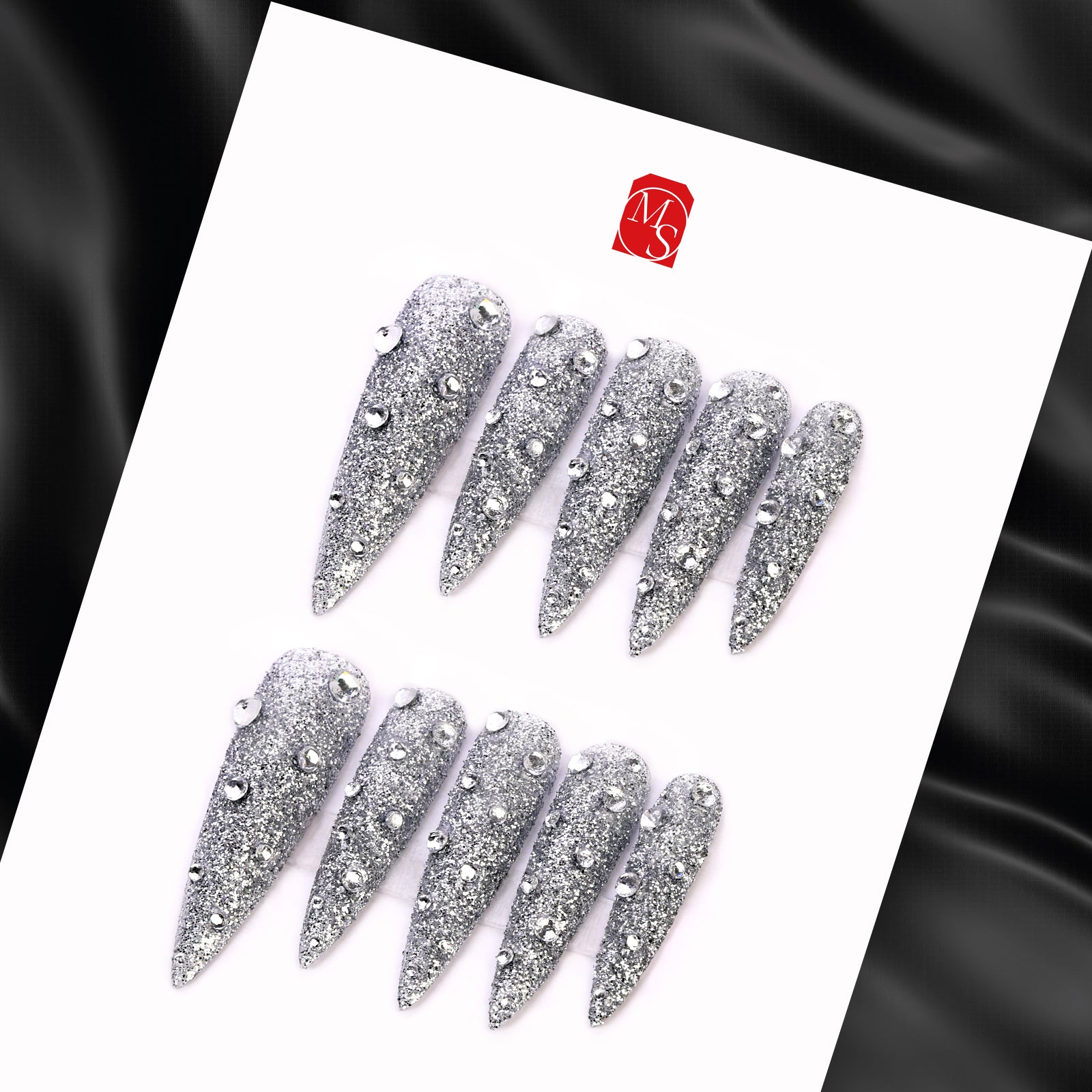 Shimmering Diamond Stiletto Long Press On Nails | MelodySusie