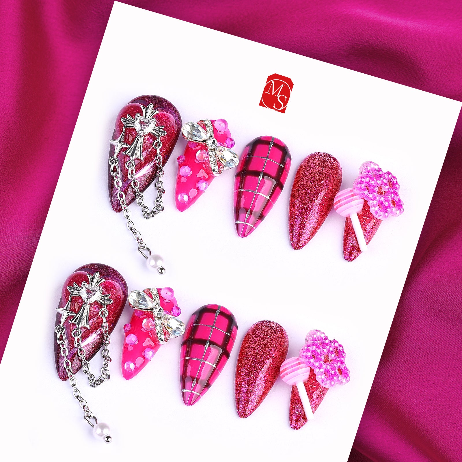 Lollipop Love Stiletto Short Press On Nails | MelodySusie