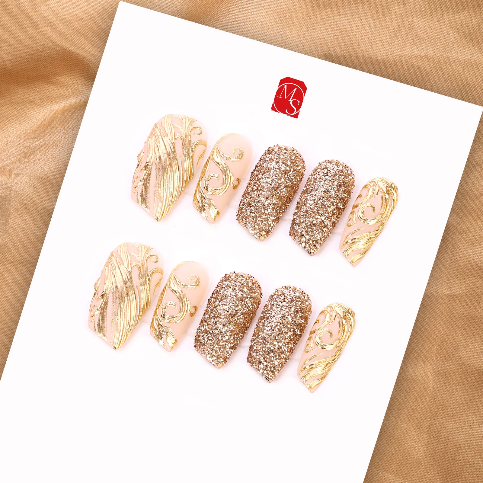 Golden luster Special Short Lipstick Press On Nails | MelodySusie