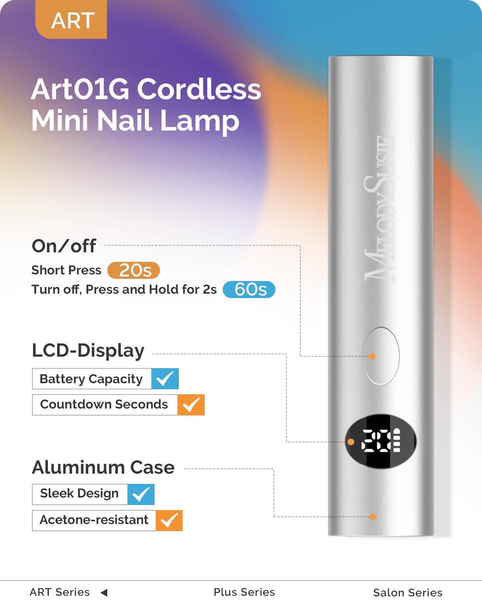 High-Strength Aluminum Alloy Art01G Rechargeable LED/UV Nail Lamp