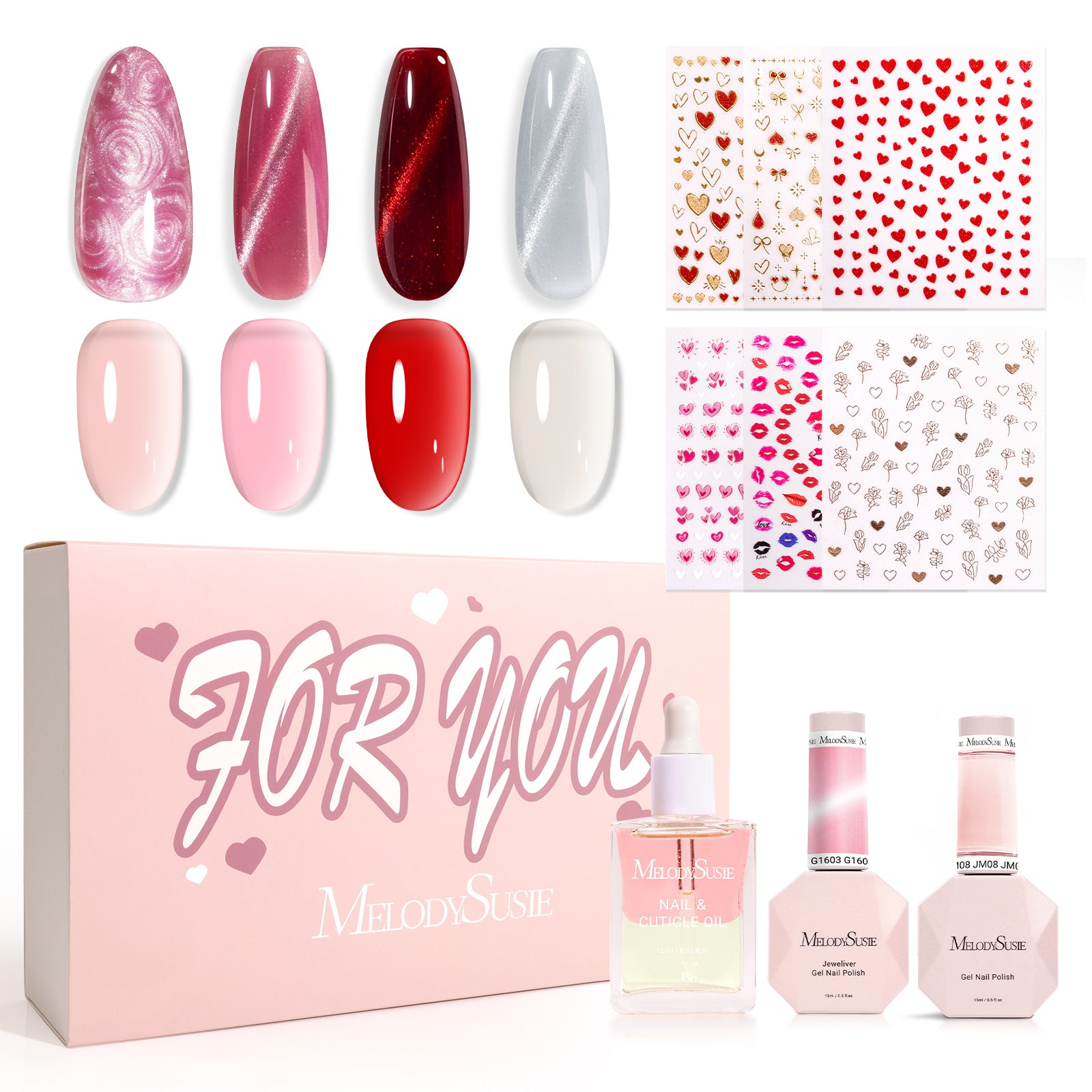 Valentine's Day Gel Nail Polish Love Sparkle Set - 8 Colors