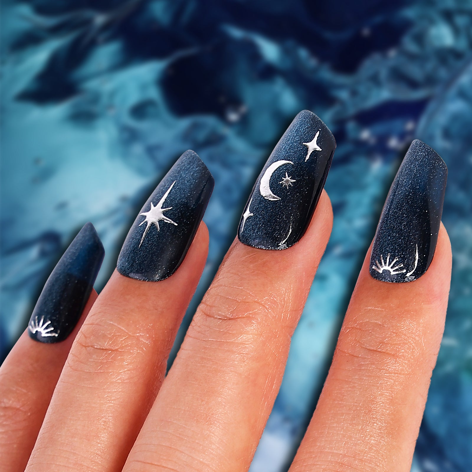 Blue Bliss Special Short Lipstick Press On Nails | MelodySusie