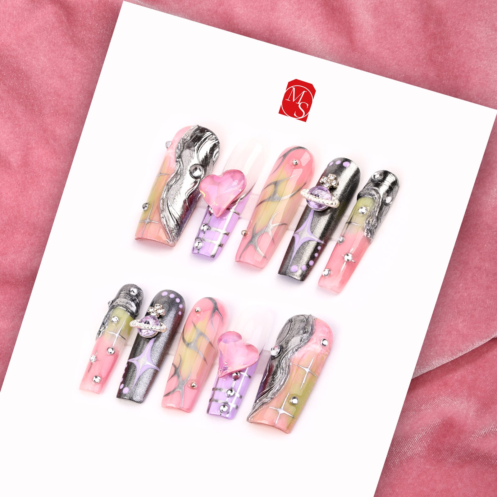 Punk Pastel Square Long Press On Nails | MelodySusie