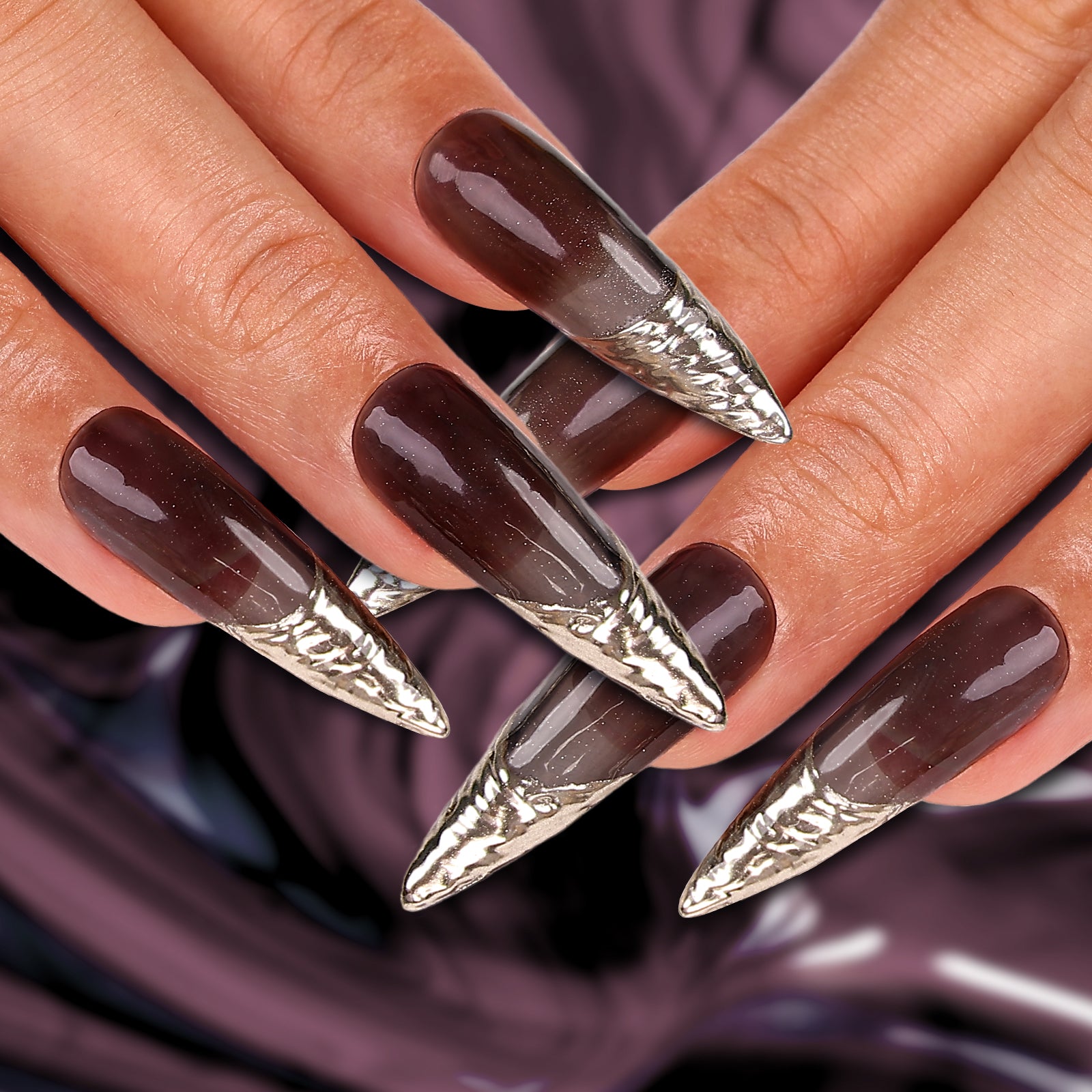 Crystal Noir Coffin Deep Press On Nails | MelodySusie