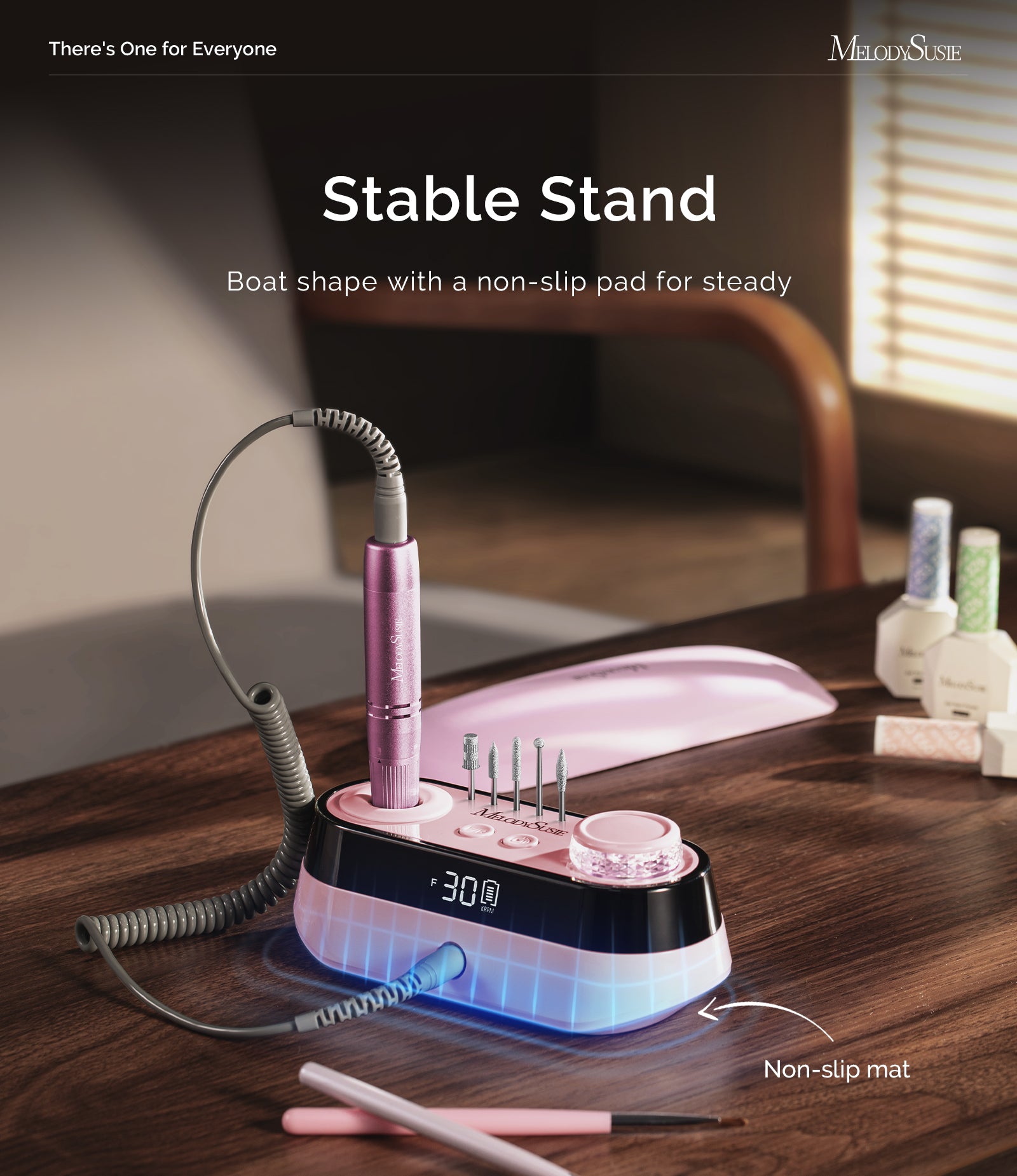 SC320A Desktop Multifunctional Rechargeable Nail Drill 30,000RPM - Pink