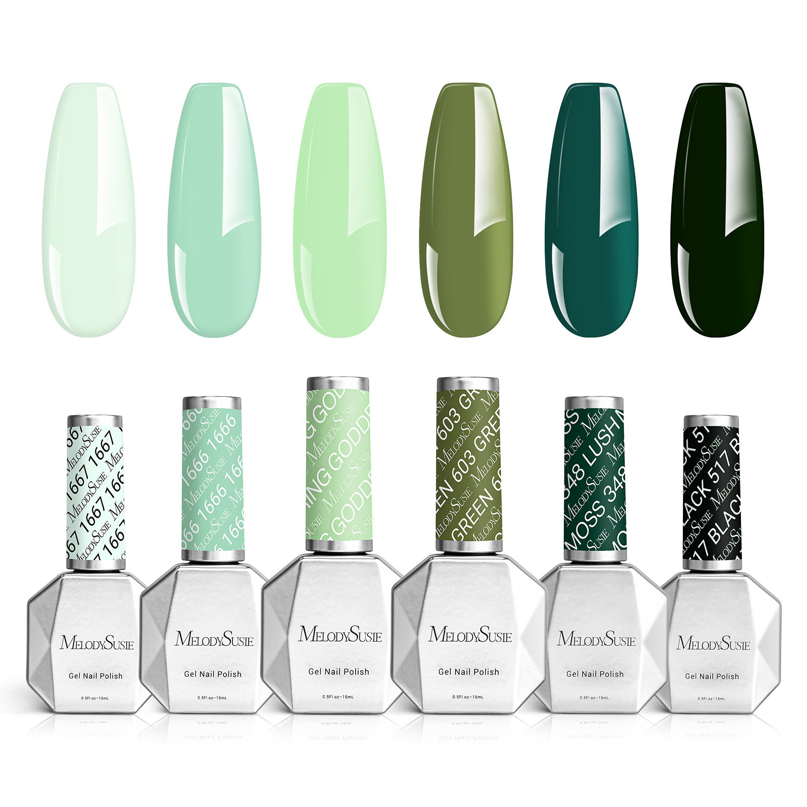 6 Colors TPO-Free Thick Gel Nail Polish Set 15ml - Spring Green