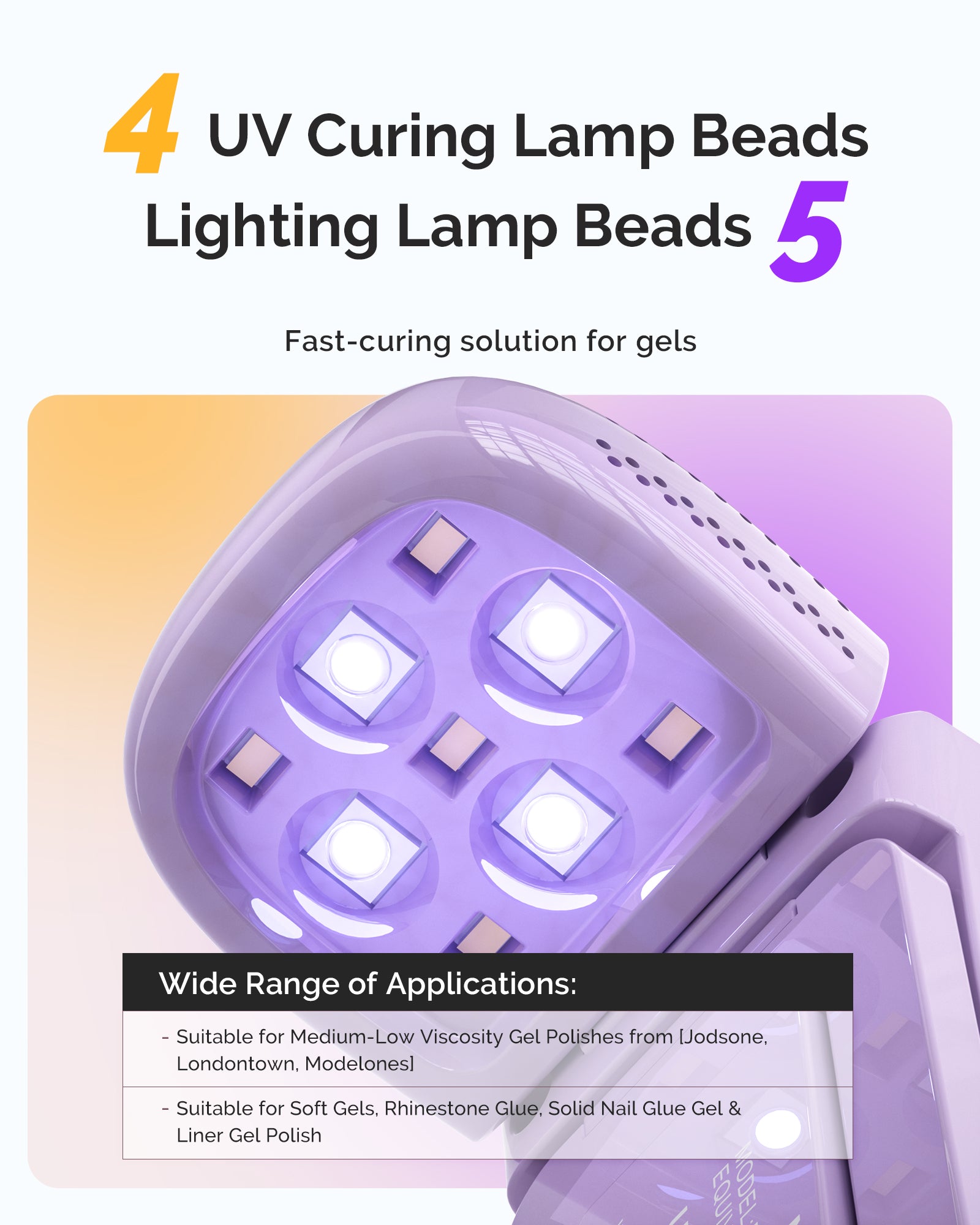 P-ART09F Foldable & Standable 2-in-1 Design LED/UV Nail Lamp - Purple