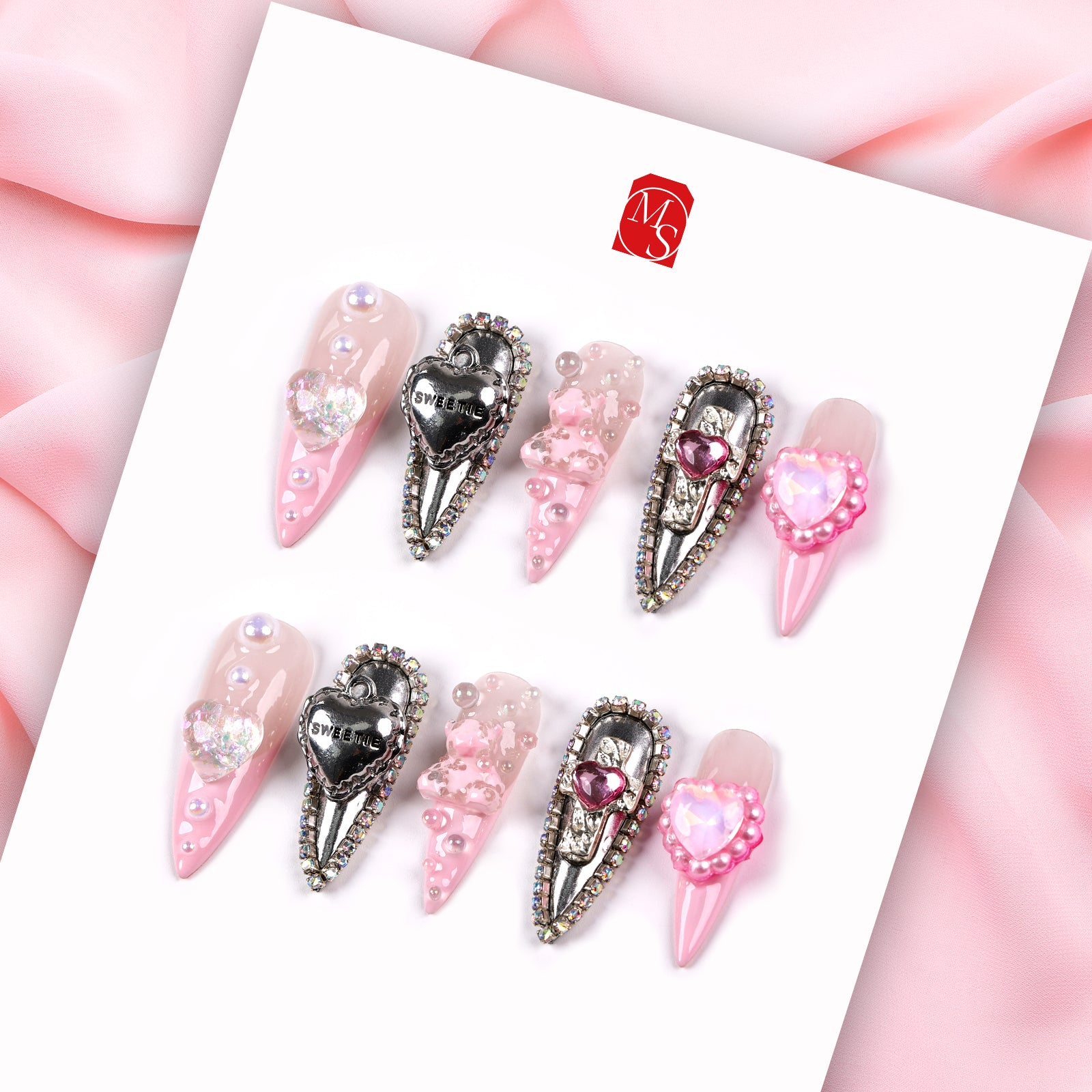 Metallic Sweetie Stiletto Medium Press On Nails | MelodySusie