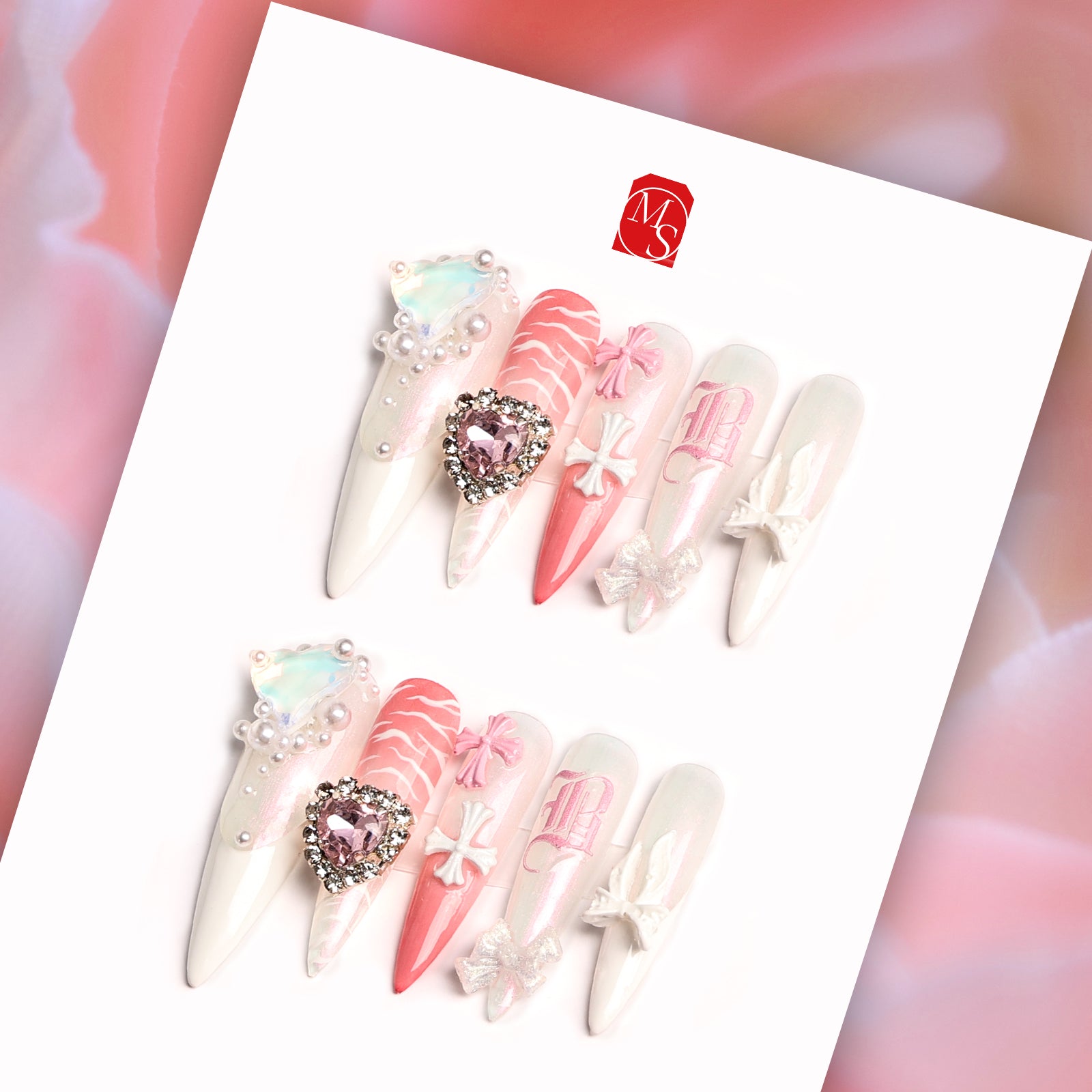 Coral Soda Stiletto Regular Press On Nails