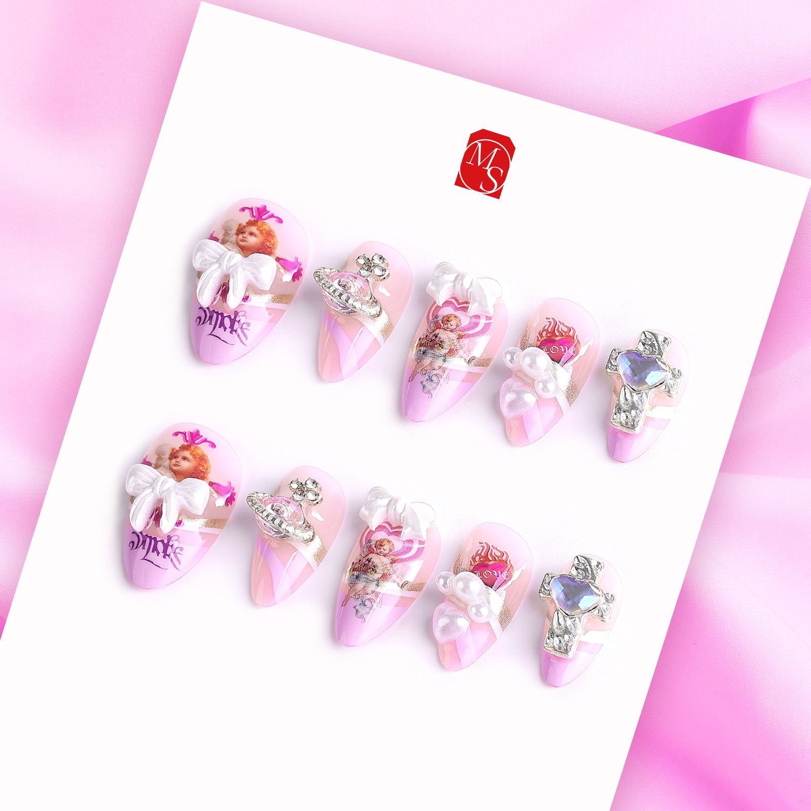 Pink Purity Stiletto Medium Press On Nails | MelodySusie