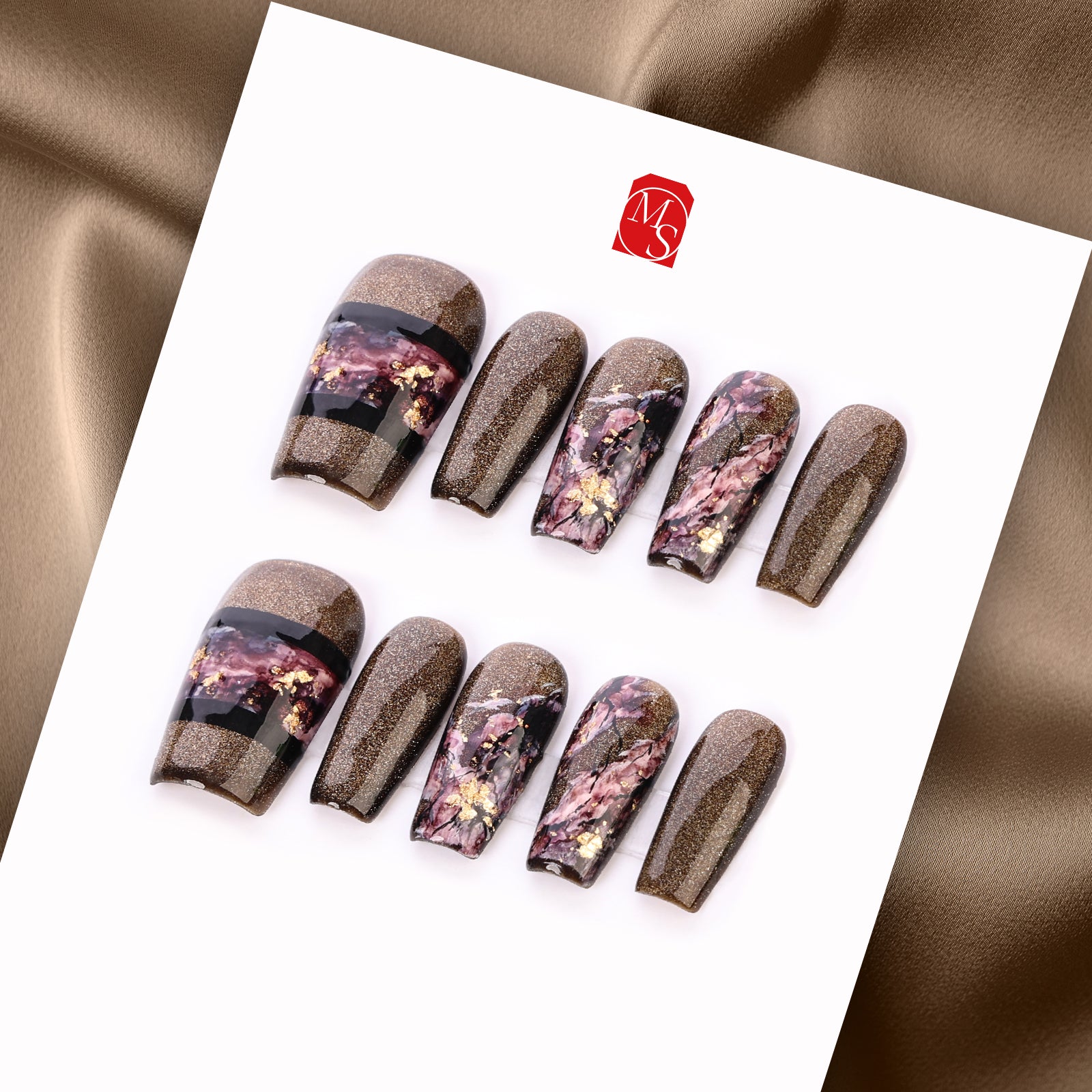 Sparkling Rosé Coffin Short Press On Nails | MelodySusie
