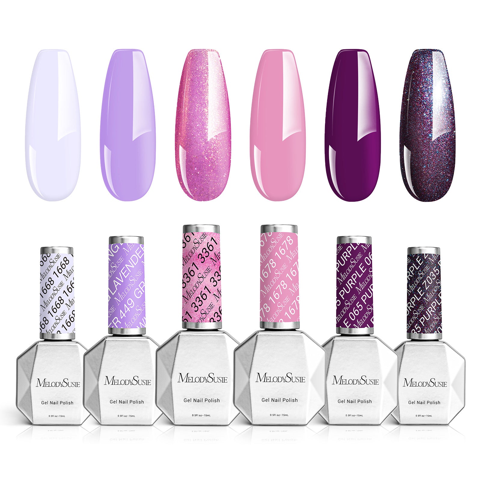 6 Colors TPO-Free Thick Gel Nail Polish Set 15ml - Purple