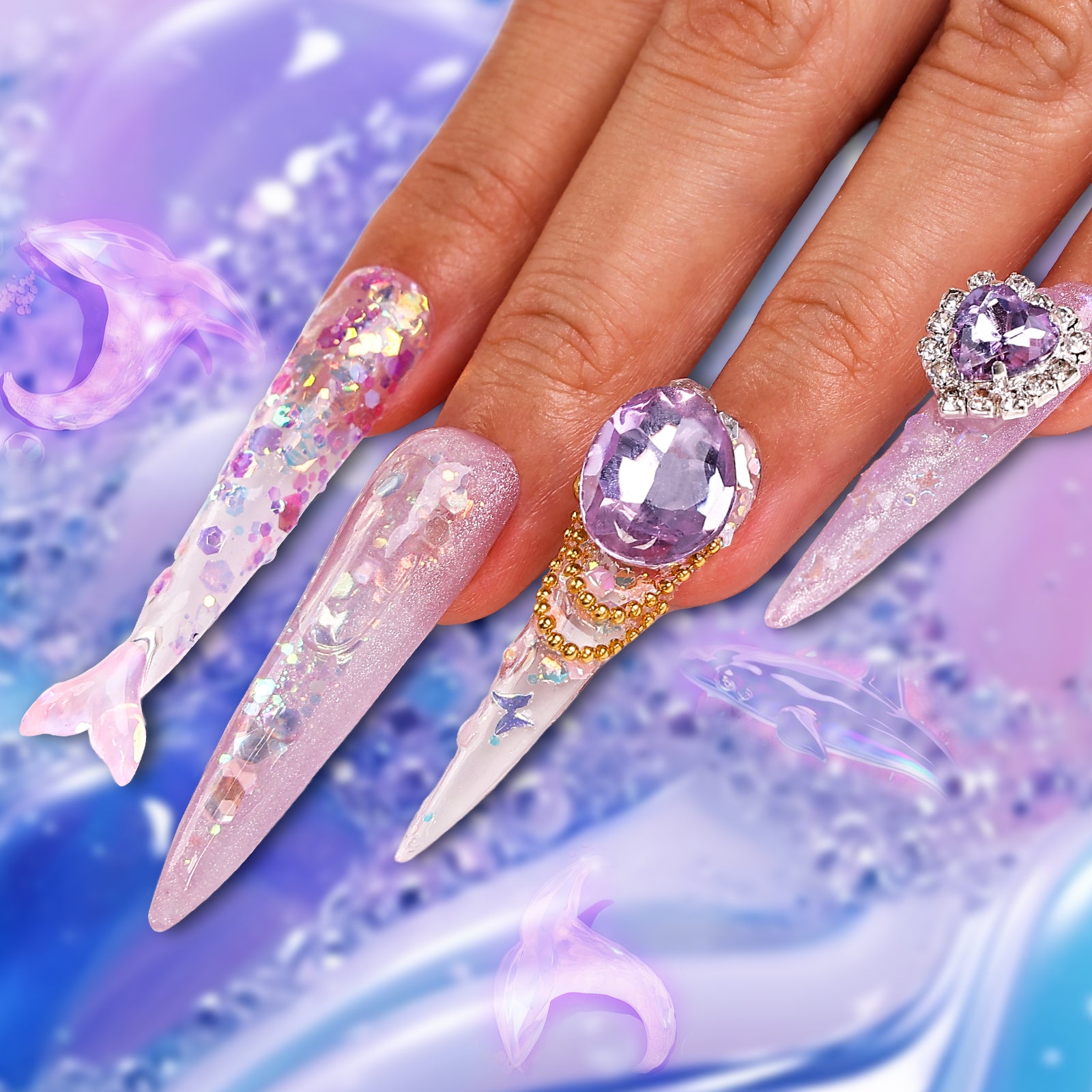 Atlantis Adventure Stiletto Longest Press On Nails