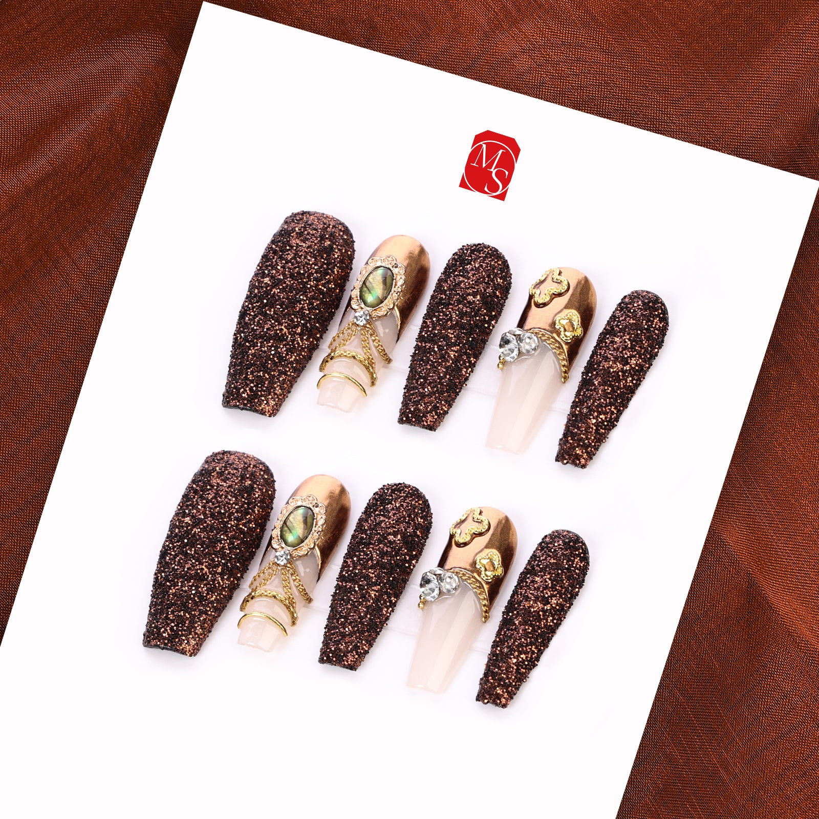 Golden Phantom Coffin Medium Press On Nails | MelodySusie