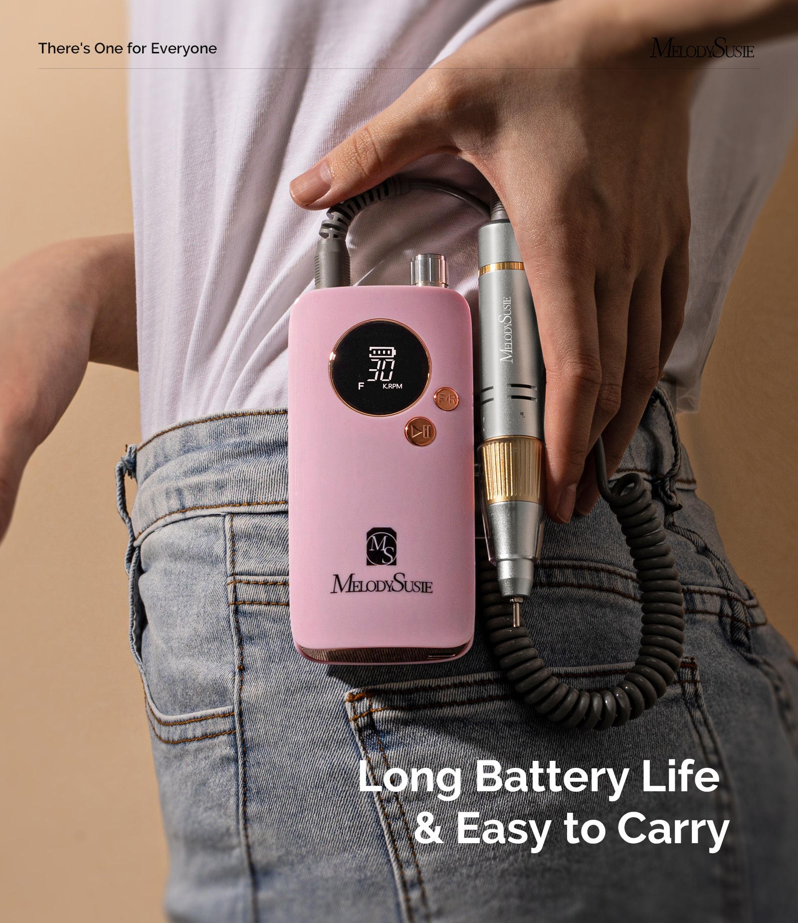 SC320F Rechargeable Nail Drill 30000RPM - Pink Gold