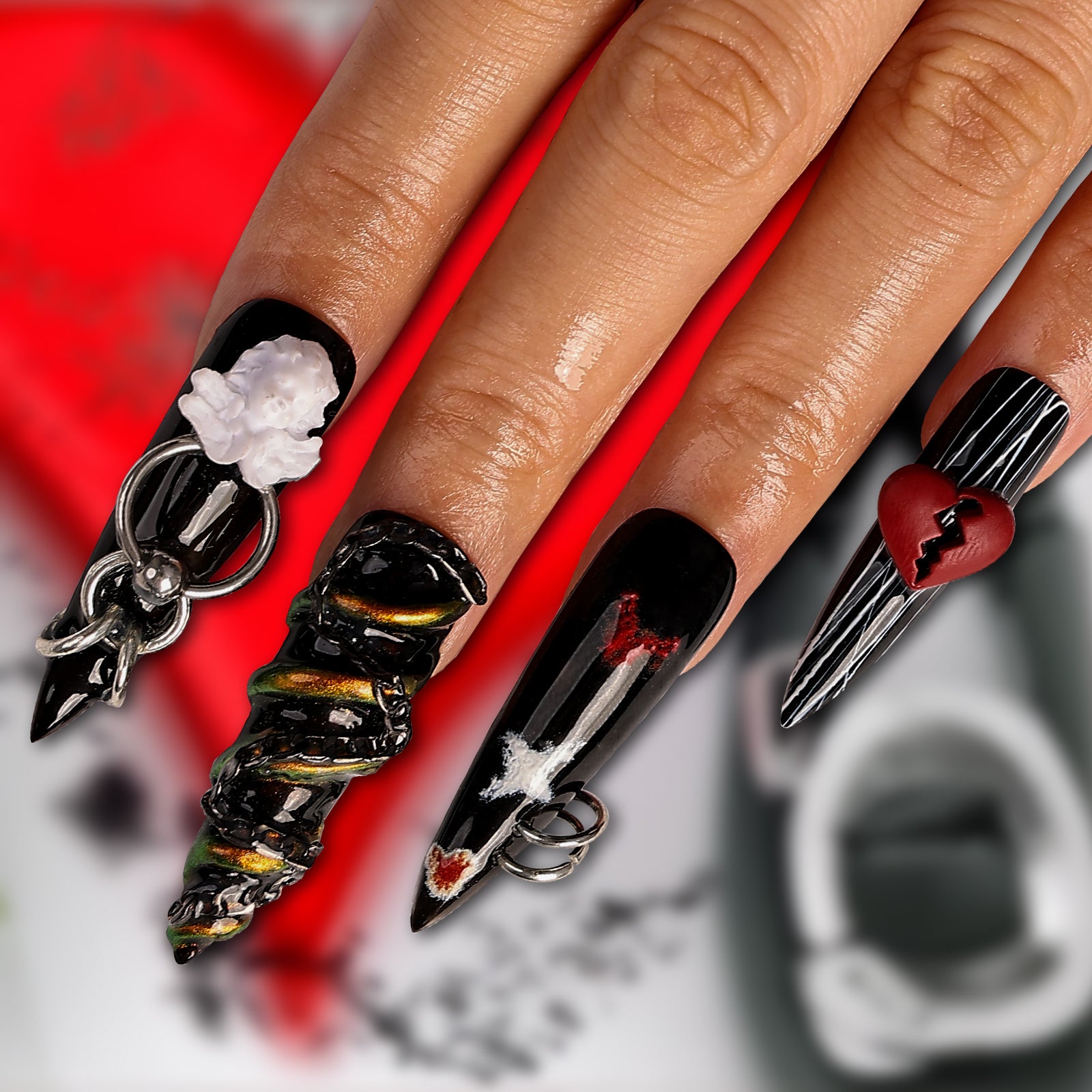 Moonlit Stiletto Long Press On Nails