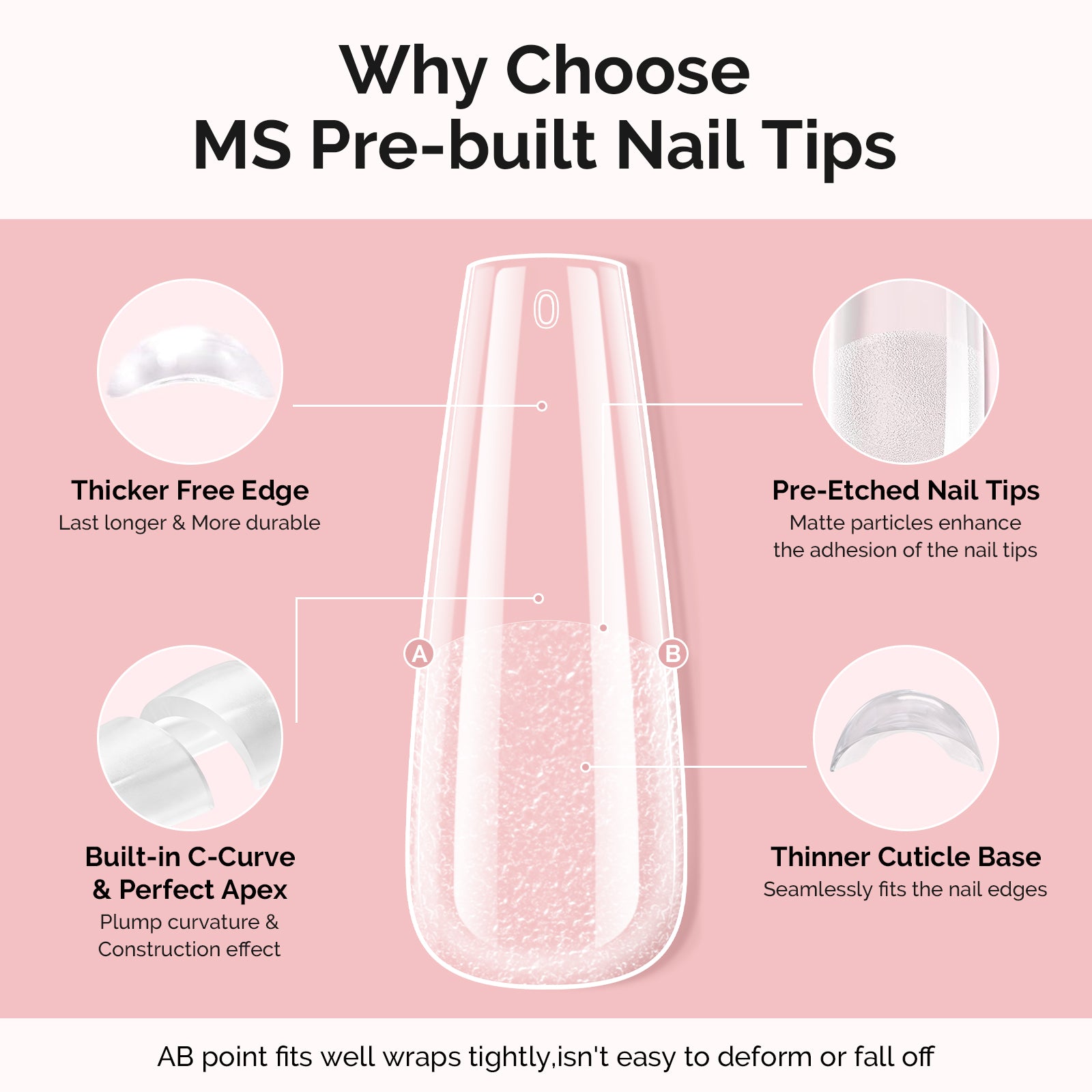 300Pcs Half Matte Clear Acrylic Full Cover Pre-Built Nail Tips & 20g Solid Nail Glue Gel