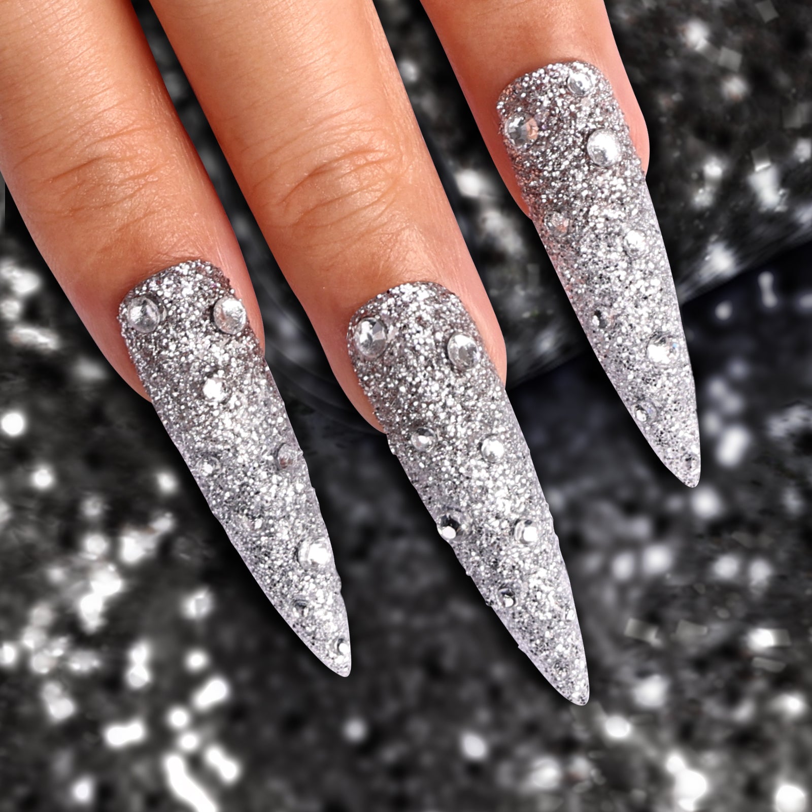 Shimmering Diamond Stiletto Long Press On Nails | MelodySusie